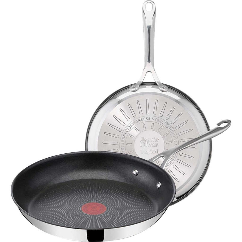 Tefal Pfannen-Set »Jamie Oliver Cook's Direct«, Edelstahl, (Set, 2 tlg., 1x Bratpfanne Ø 24 cm, 1x Bratpfanne Ø 28 cm)