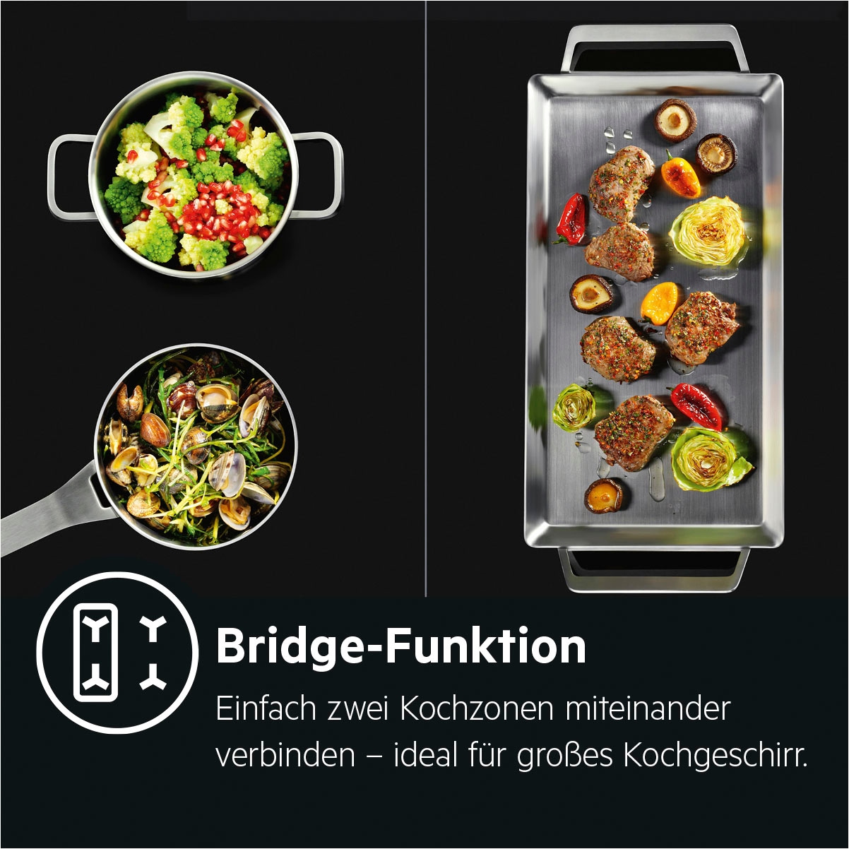 AEG Induktions-Standherd »CIB6490APB«, CIB6490APB 940 002 993, mit FlexiRunners™ – Teilauszug (2 Paar), Pyrolyse-Selbstreinigung, Hob2Hood- und Bridge-Funktion