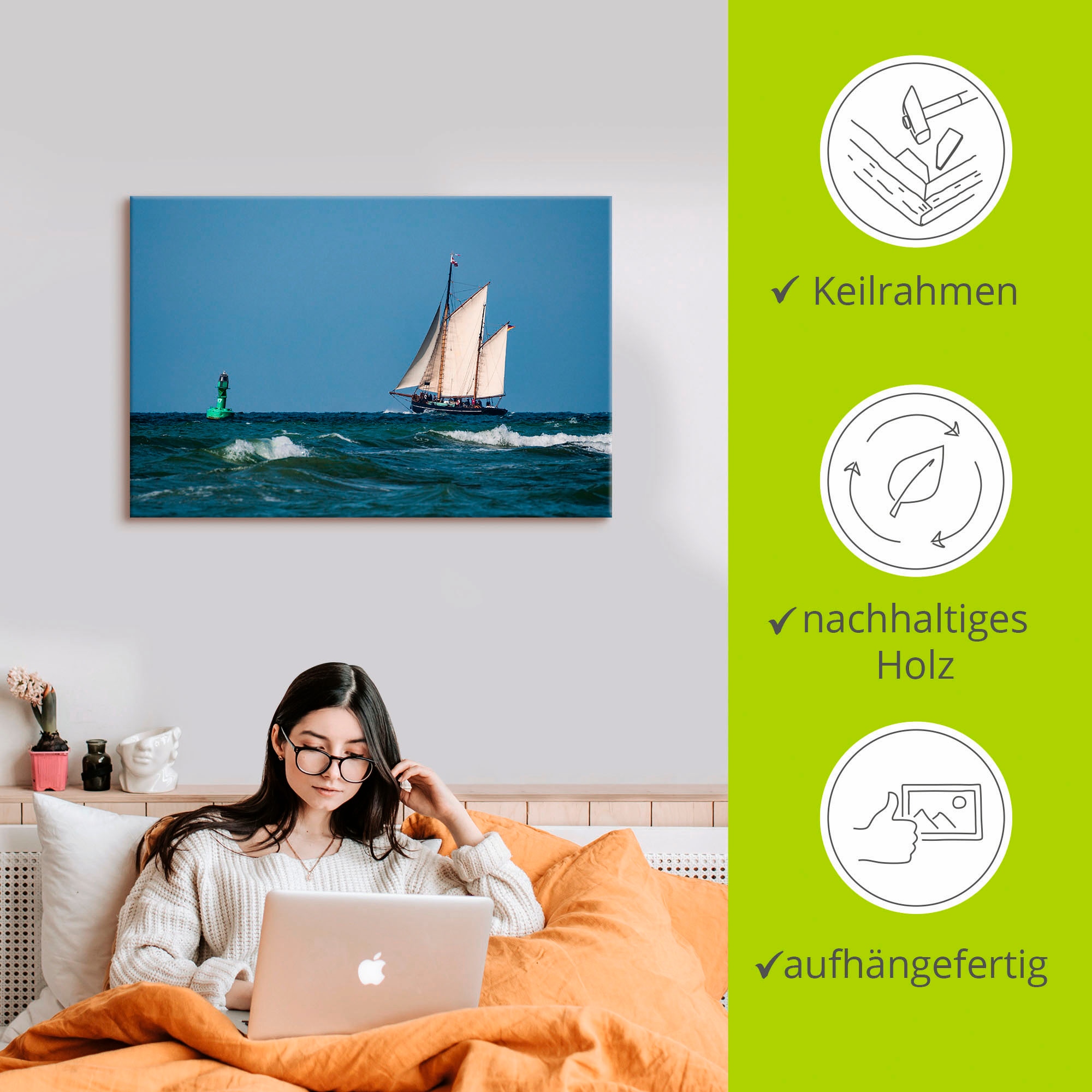 Artland Leinwandbild »Segelschiff auf der Ostsee«, Boote & Schiffe, (1 St.), auf Keilrahmen gespannt