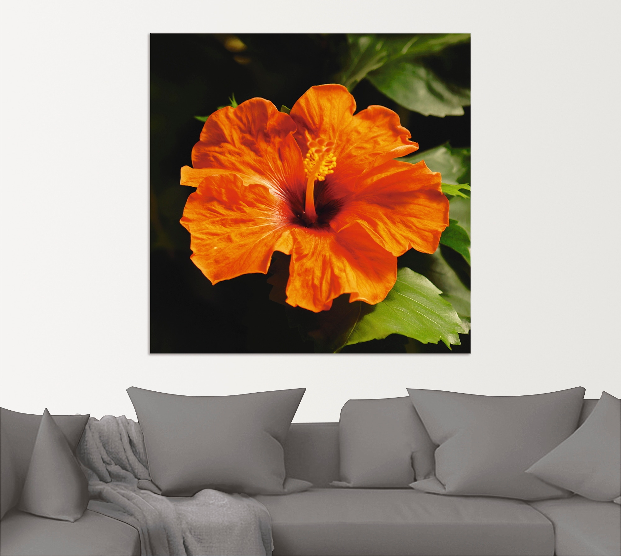 Artland Wandbild »Orangener Hibiskus«, Blumen, (1 St.), als Alubild, Leinwandbild, Wandaufkleber oder Poster in versch. Größen