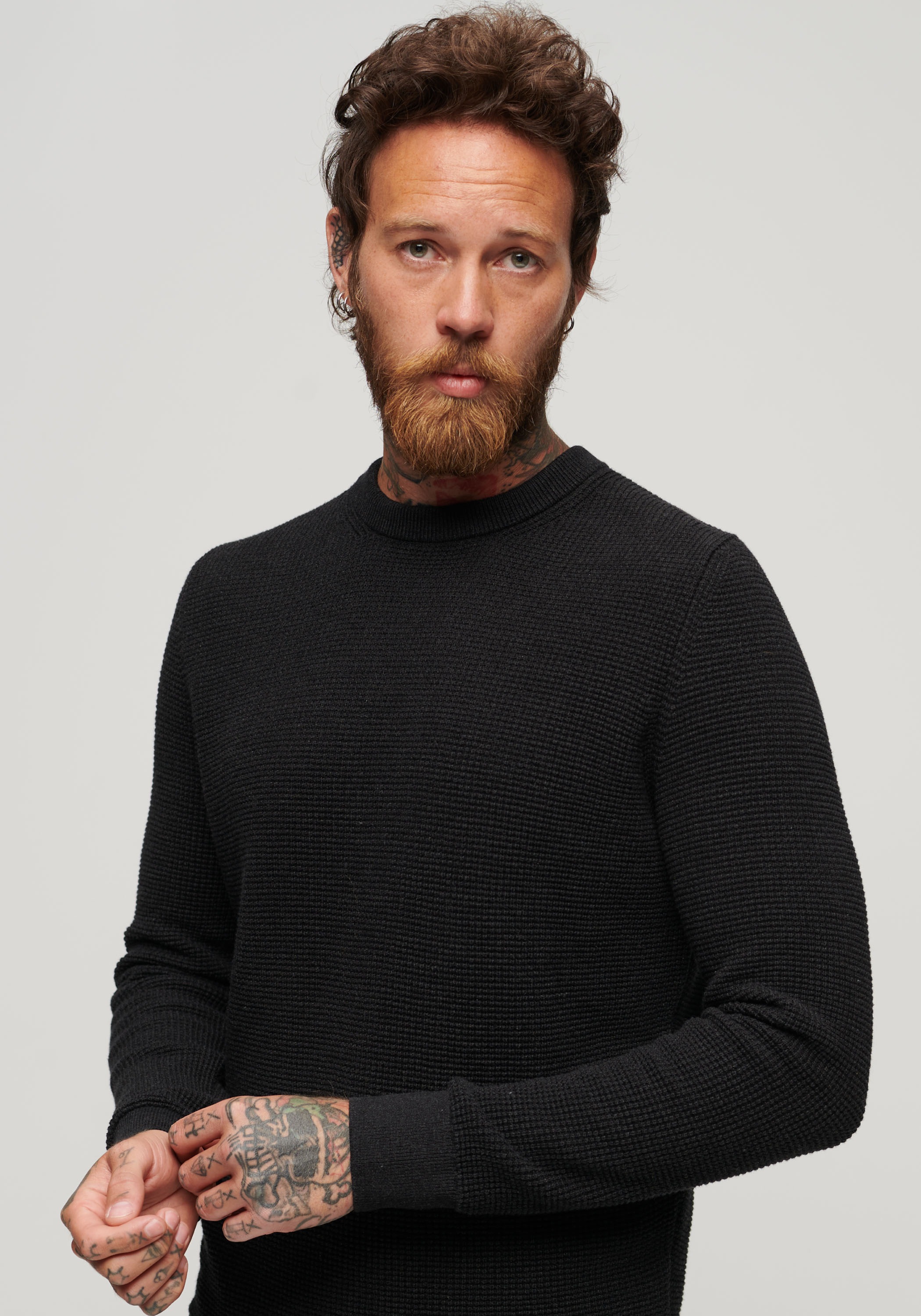 Superdry Strickpullover »TEXTURED CREW KNIT JUMPER«, mit strukturiertem Waffelstrickmuster