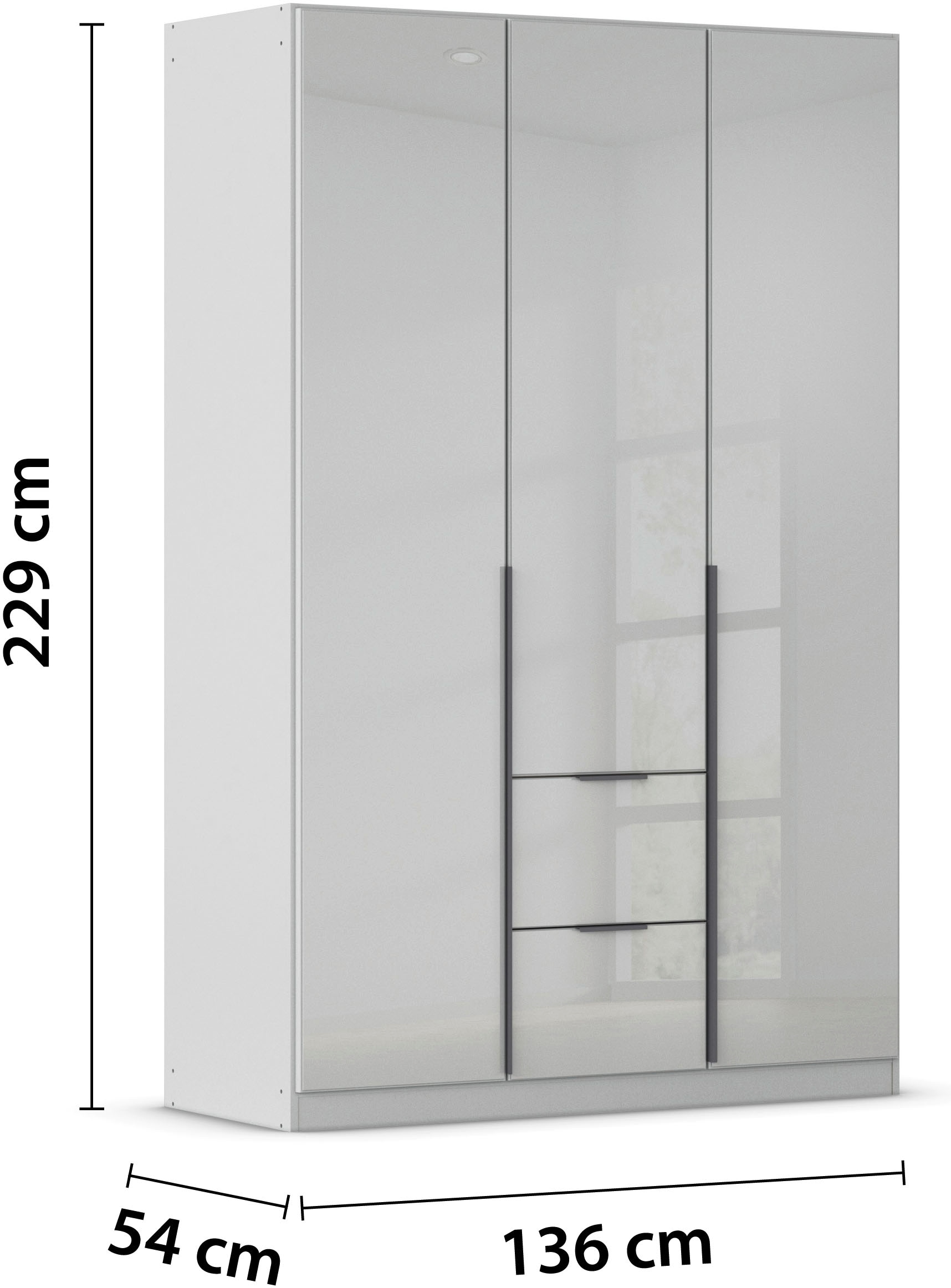 rauch Drehtürenschrank »Kleiderschrank Kleiderschränke Schrank Garderobe AGORDO mit Glasfront«, (in zwei Griff-Farben mit Glasfront), mit Außenschubkästen, in 6 Breiten und 2 Höhen MADE IN GERMANY