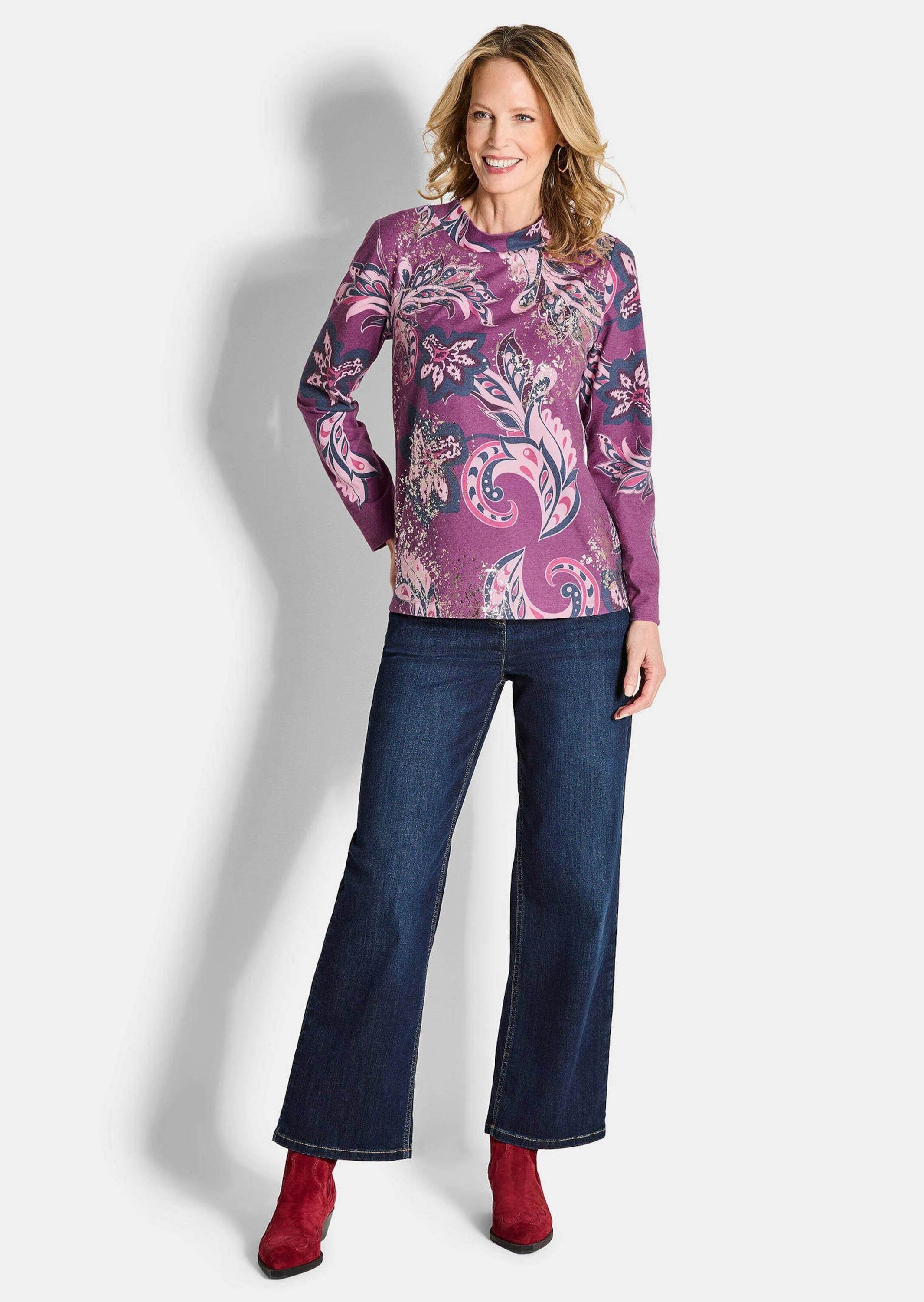 GOLDNER Sweatshirt »Kurzgröße Sweatshirt mit Paisley-Muster«
