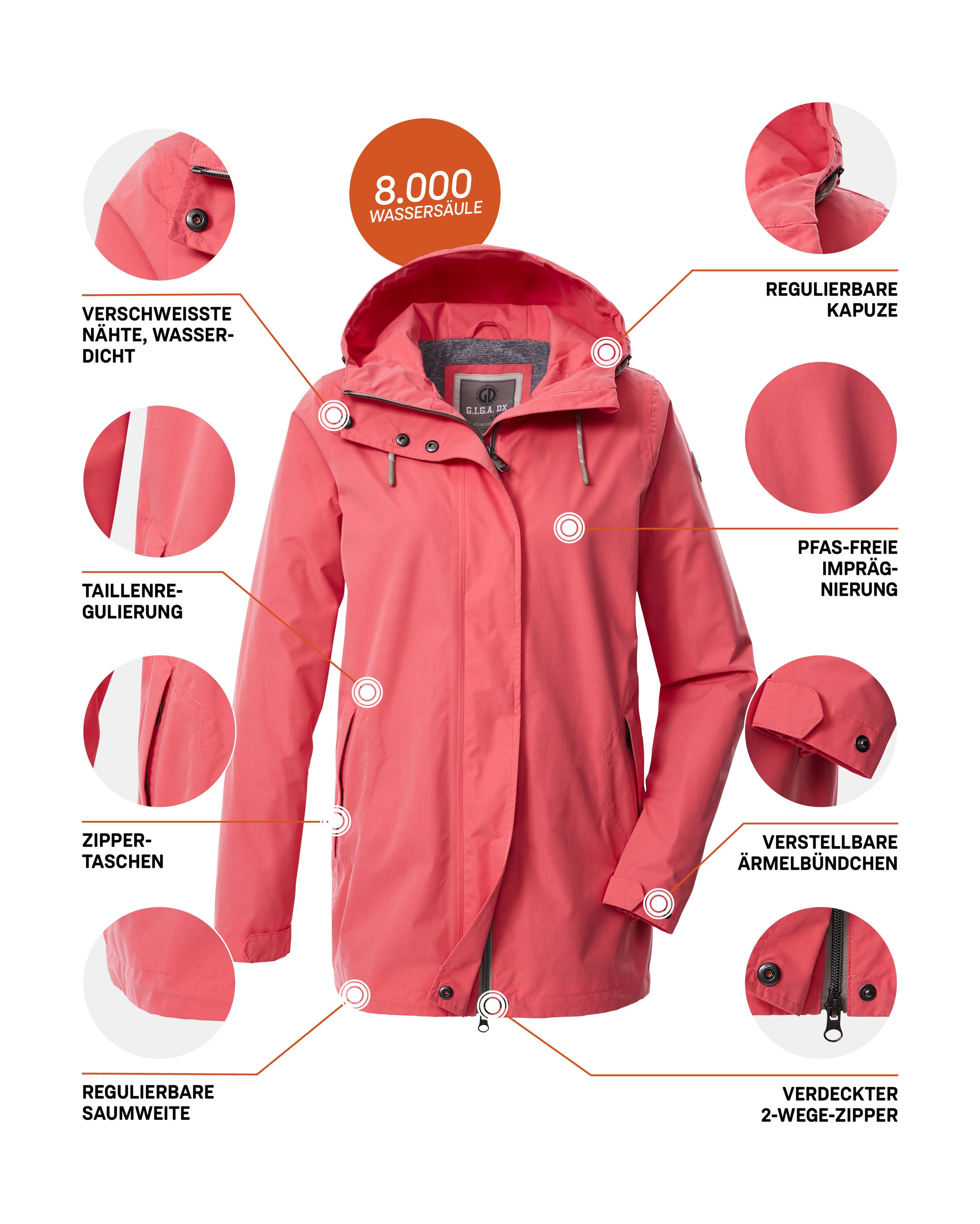 G.I.G.A. DX by killtec Funktionsjacke »Damen Funktionsjacke OOGS 1«, Wasser- und winddichte Damenjacke, regulierbar, PFAS-frei imprägniert