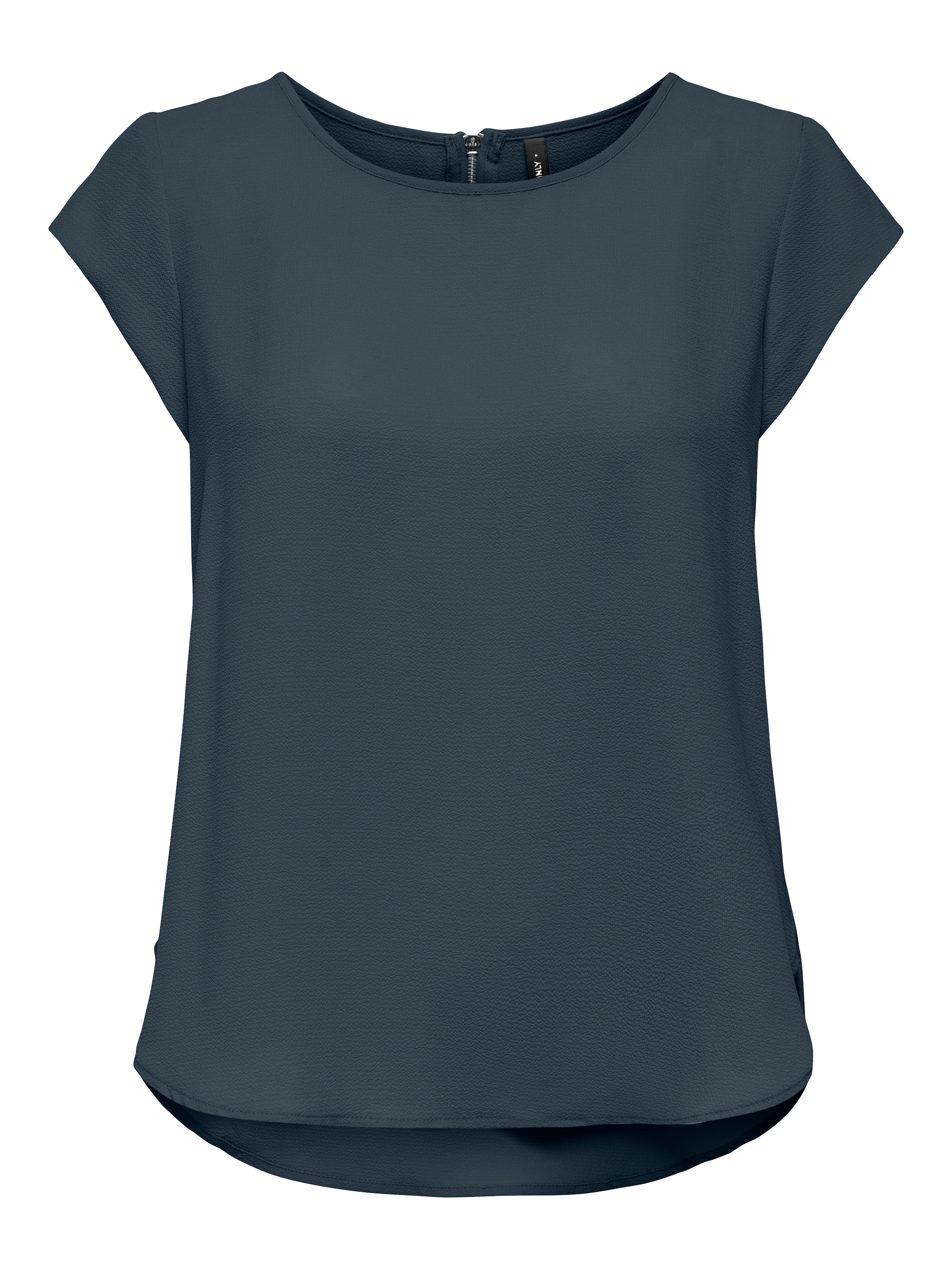 ONLY Kurzarmbluse »ONLVIC – feminines Blusenshirt in lockerer Form«, regular fit, Web, Kunstfaser, Rundhals, unifarben