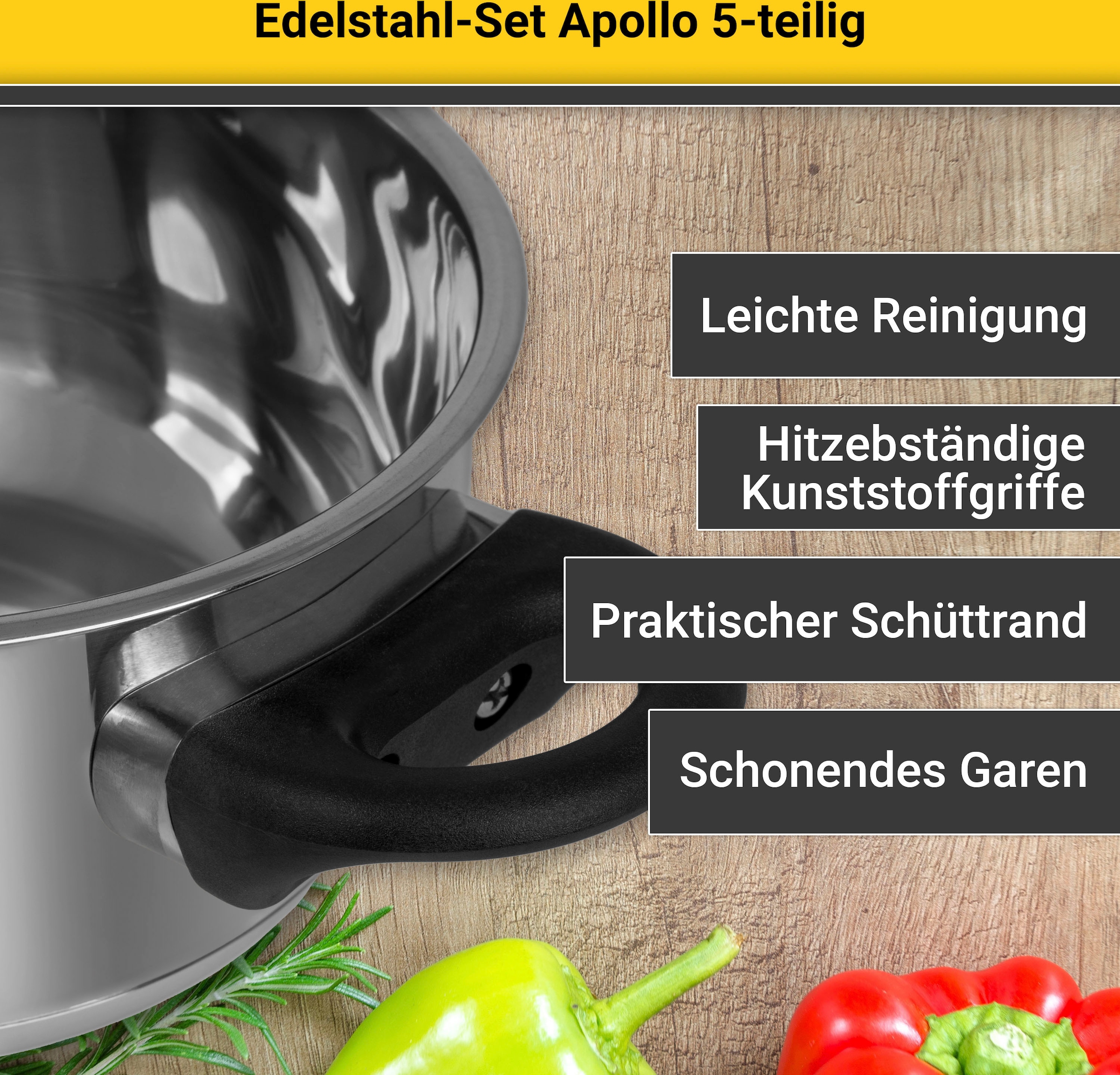 Krüger Topf-Set »Apollo«, Edelstahl, (Set, 9 tlg.), Induktion kaufen online  bei OTTO