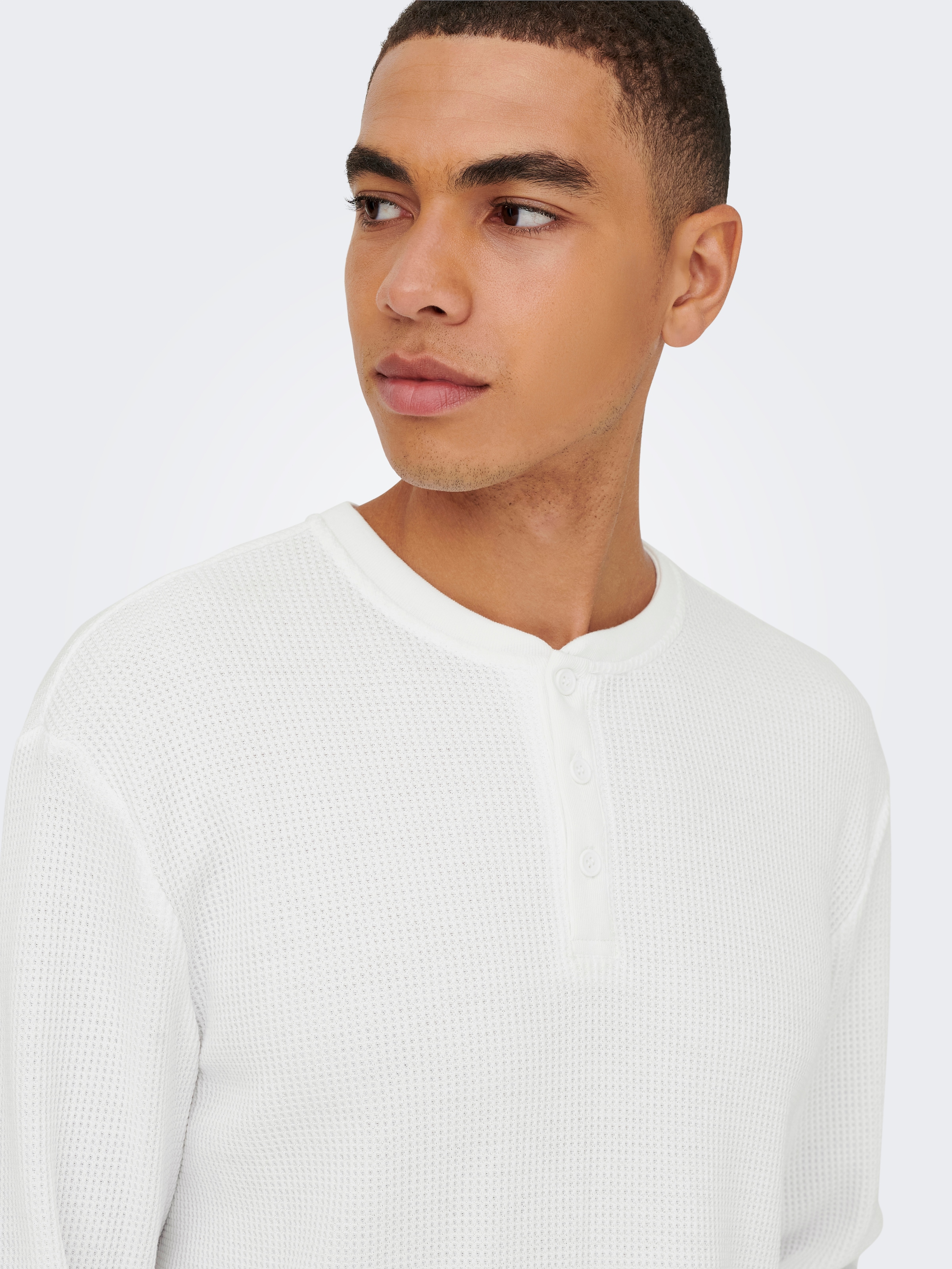 ONLY & SONS Langarmshirt »ONSTOBIE REG LS HENLEY TEE NOOS« Baumwollmischung, regular fit