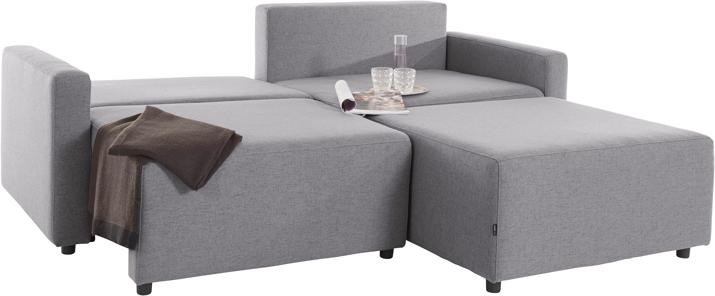 INOSIGN Ecksofa »Marva 3tlg. L-Form«, beide Armlehnelemente ausziehbar für Bettfunktion, mit Bettkasten