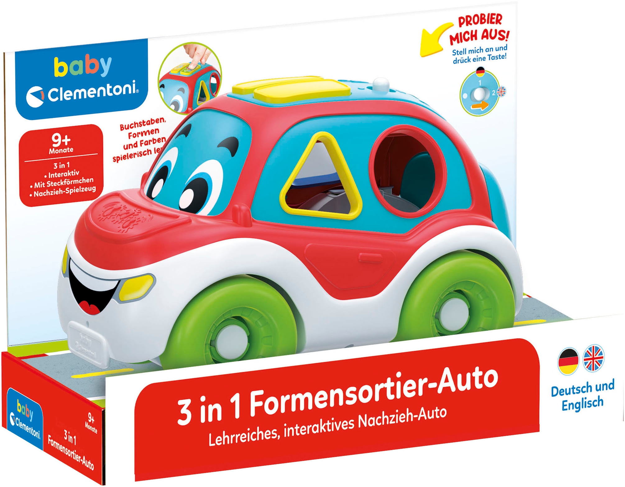 Steckspielzeug »Baby Clementoni, 3in1 Formensortier-Auto«, Made in Europe