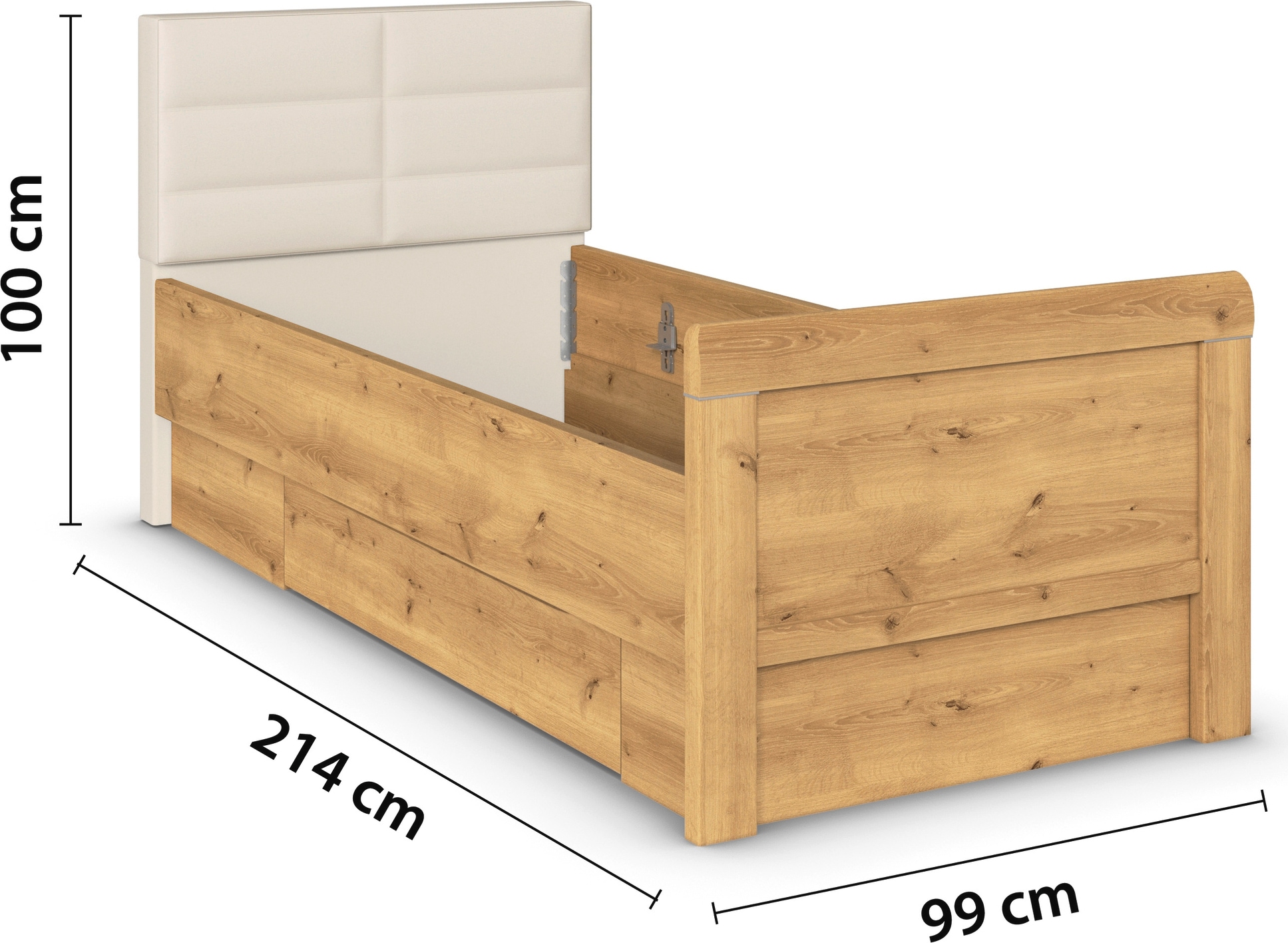 rauch Stauraumbett »Bett Einzelbett Stollenbett Bettkästen EVELYN« in Komforthöhe mit Polsterkopfteil sowie Schubladen MADE IN GERMANY