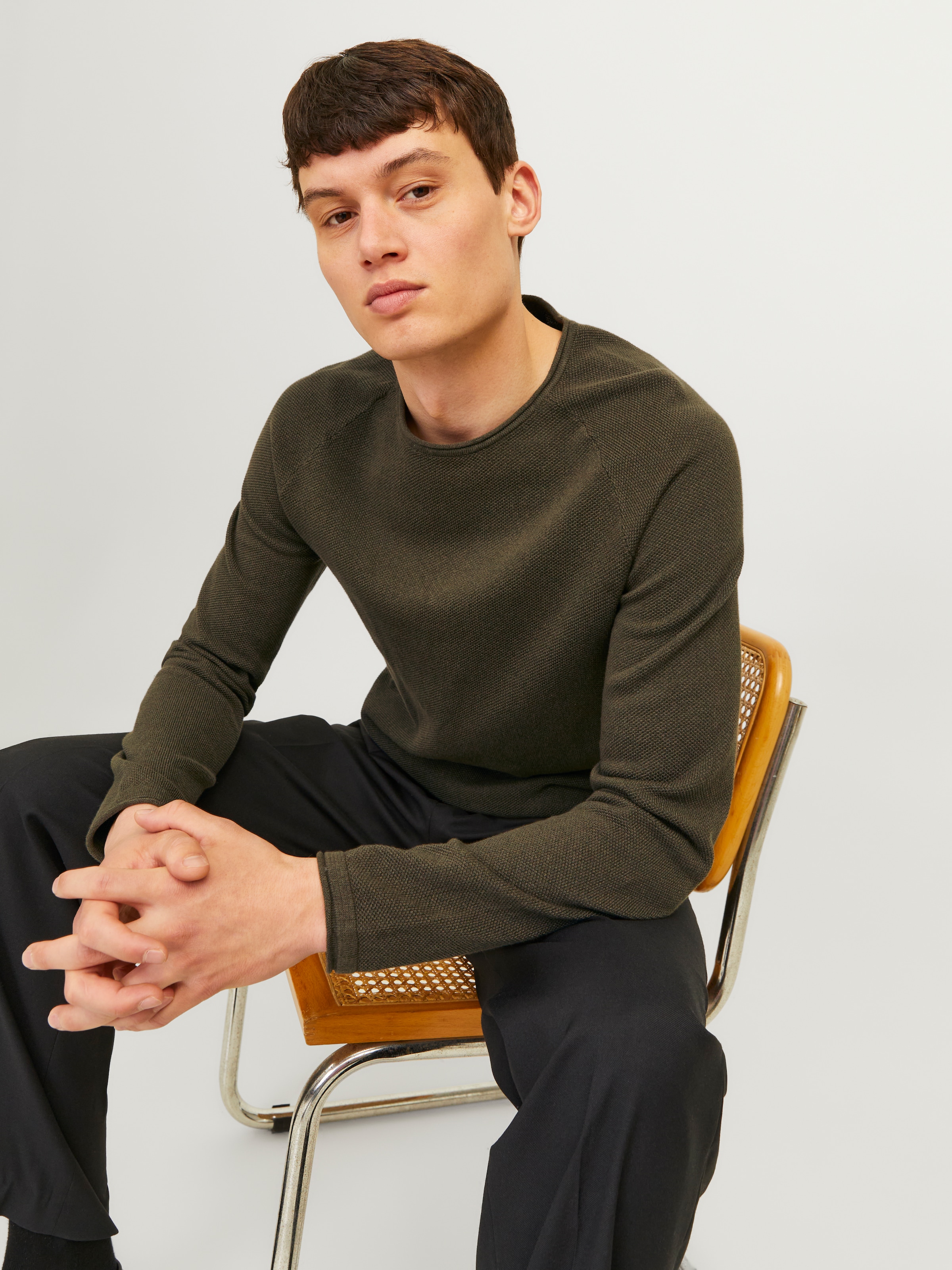 Jack & Jones Rundhalspullover »JJEHILL Pullover mit angenehmem Tragegefühl« Modisch, schmal, Baumwolle, Rundhals