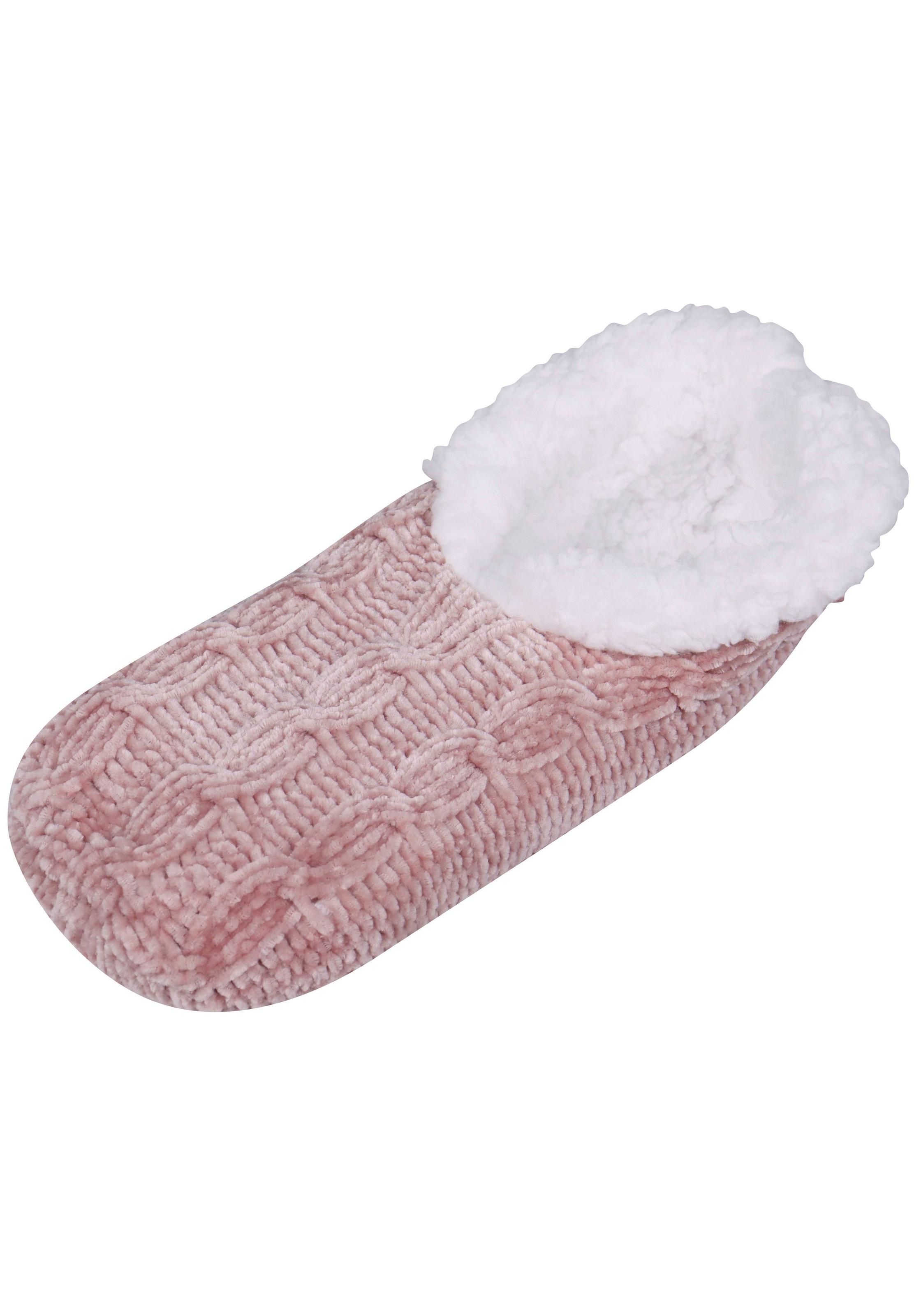 Capelli New York Damen Kuschelsocken mit Zopfmuster in rosa, Größe 35 (38)