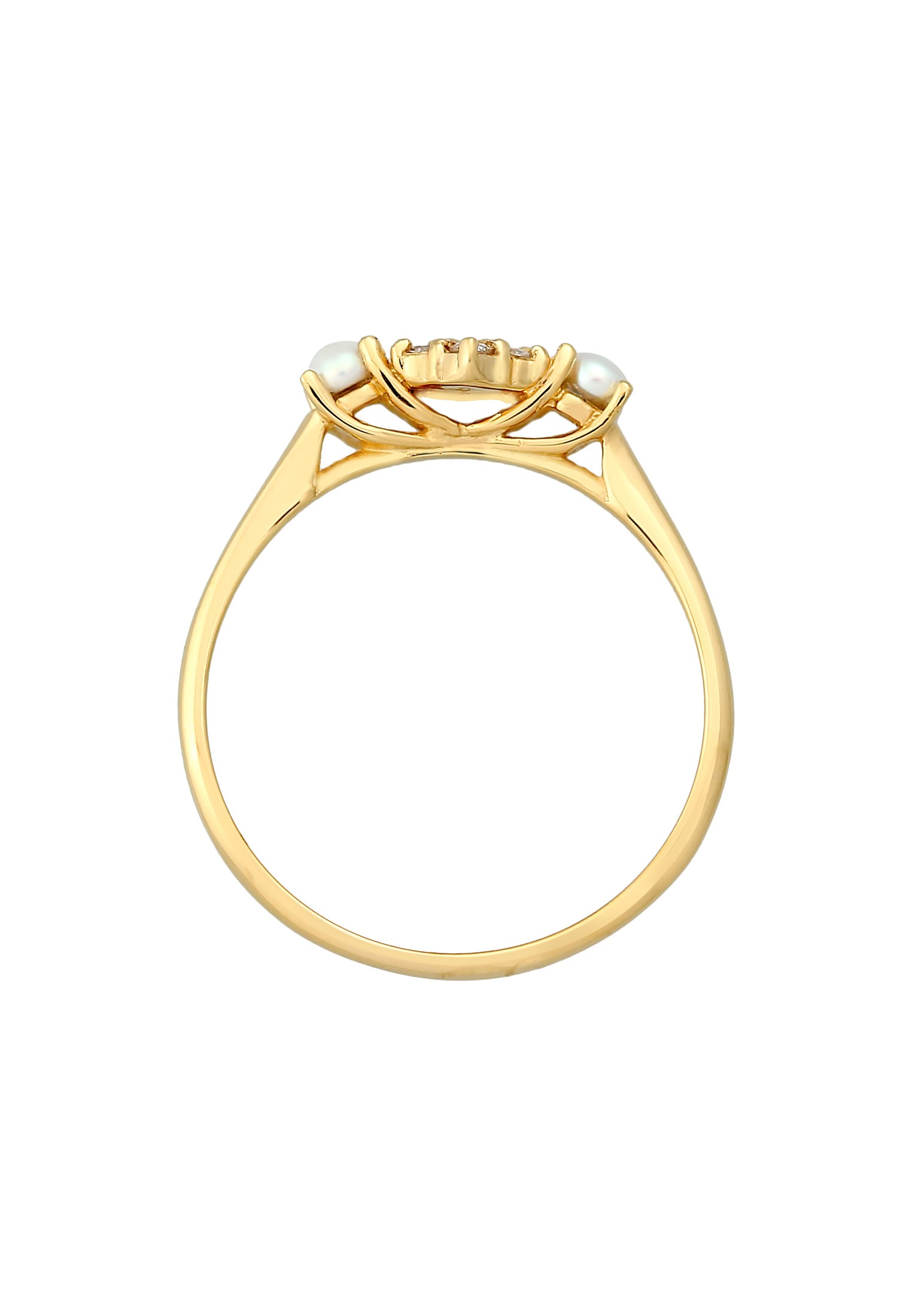 Elli DIAMONDS Diamantring »Ring Diamant (0.095 ct.) Süßwasserperle 375 Gelbgold«