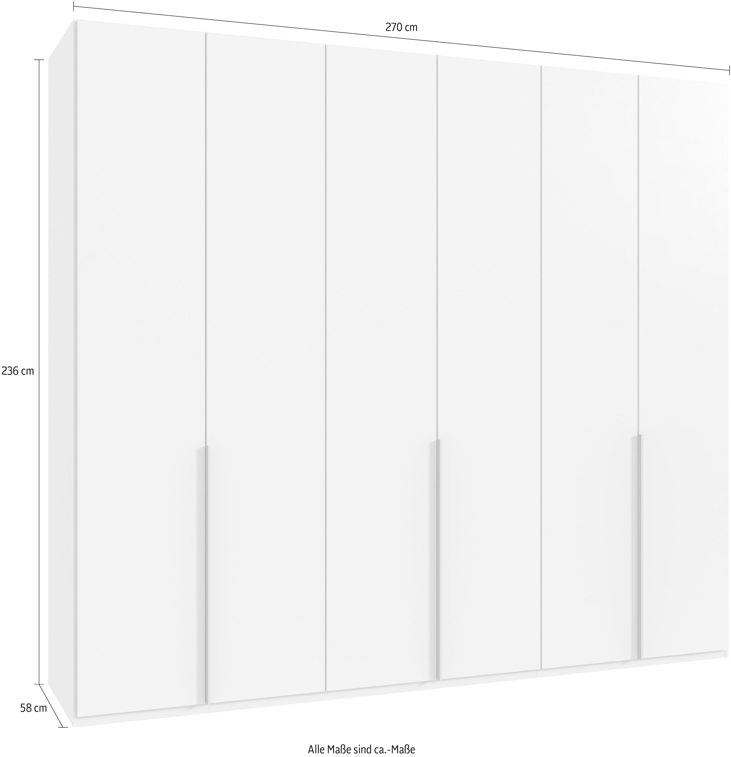 Wimex Kleiderschrank »Mugano, in 5 Breiten und 2 Höhen, Made in Germany«, (in Basic oder Premium Ausstattung mit 2 weiteren Einlegeböden), mit langen Griffstangen aus Metall, wahlweise mit oder ohne Spiegel