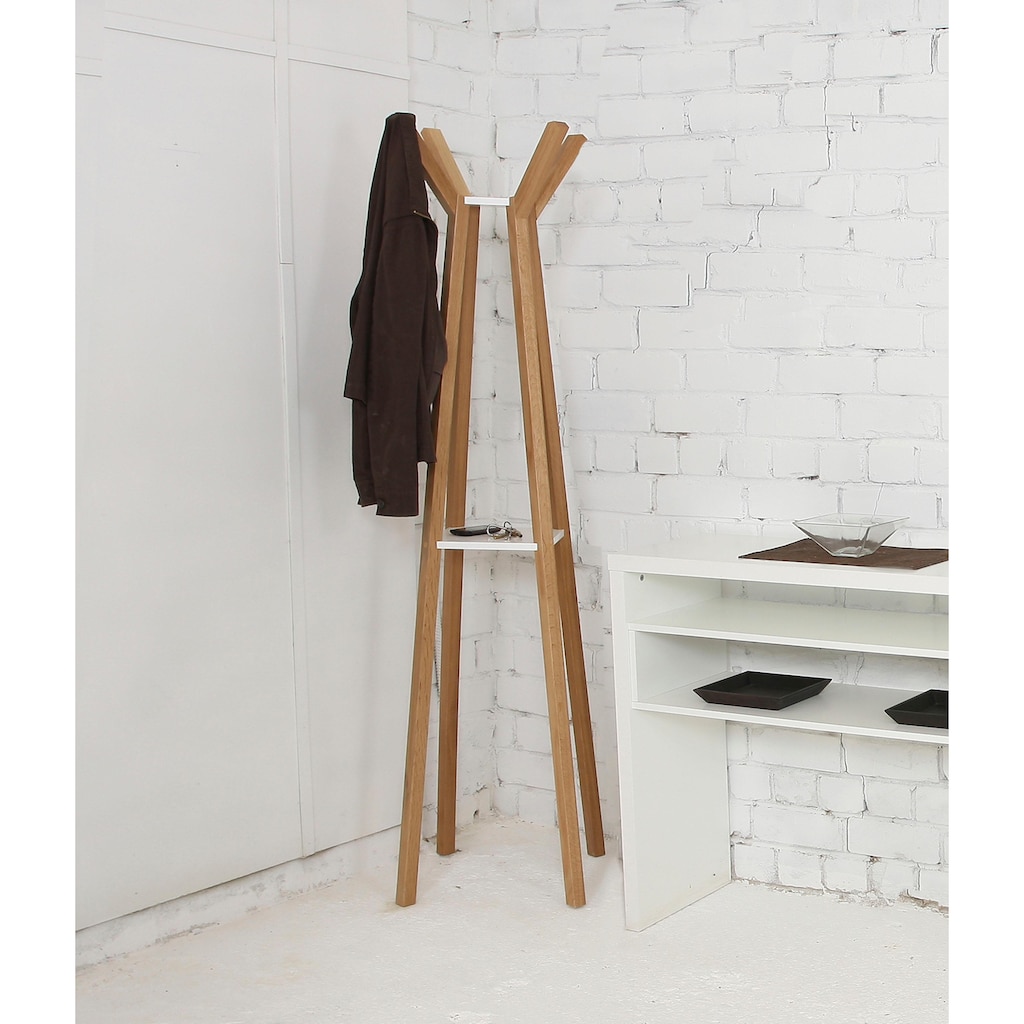 Woodman Garderobe »Monti«, im skandinavian Design, aus massiver Eiche, mit 4 Haken