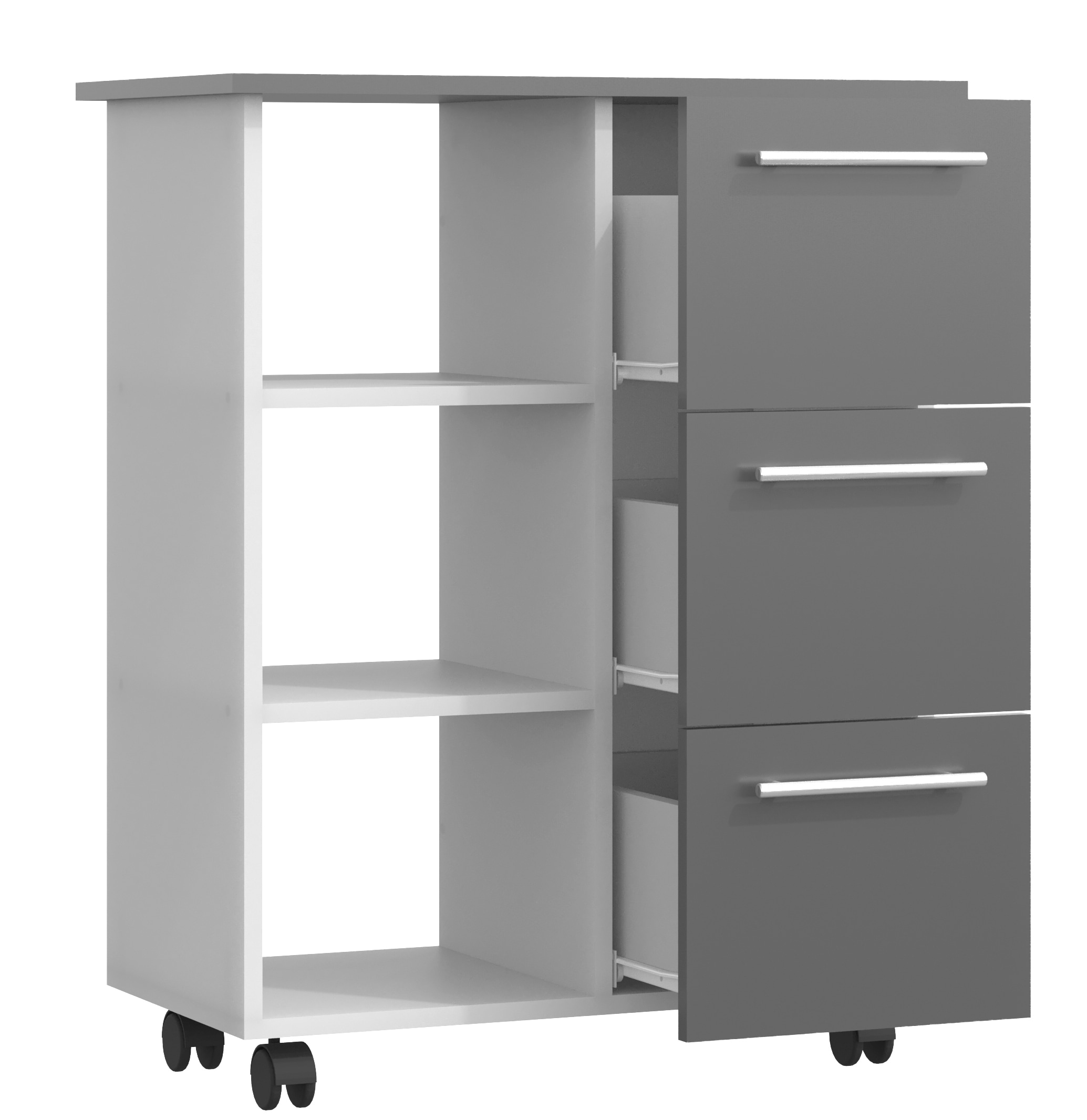 VCM Küchenwagen »Esilo L«,  Rollwagen | Maße Küchenwagen ca. H. 85 x B. 68 x T. 38 cm | ausreichend Stauraum und drei Schubladen