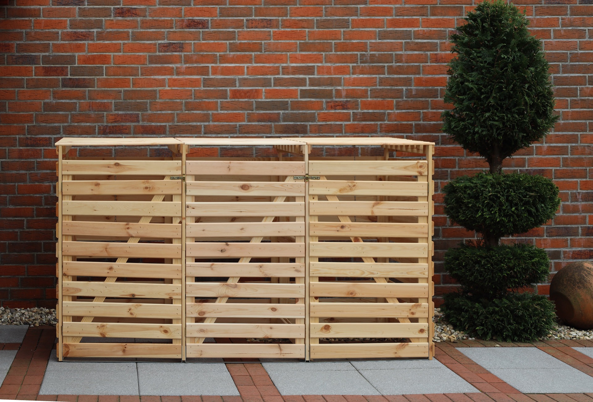 promadino Mülltonnenbox »Vario V«, für 3 x 240 l, holzfarben