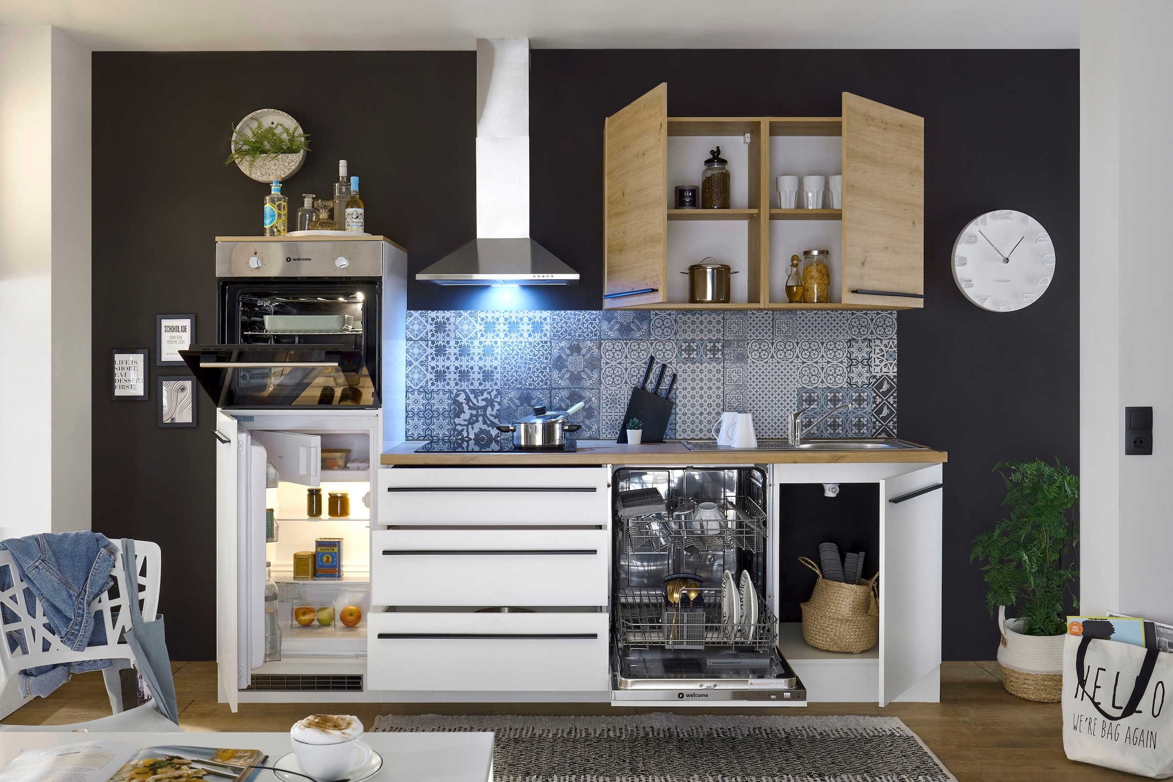 BASIC by Balculina Küchenzeile »Noah«, Breite 260 cm, wahlweise mit E-Geräten