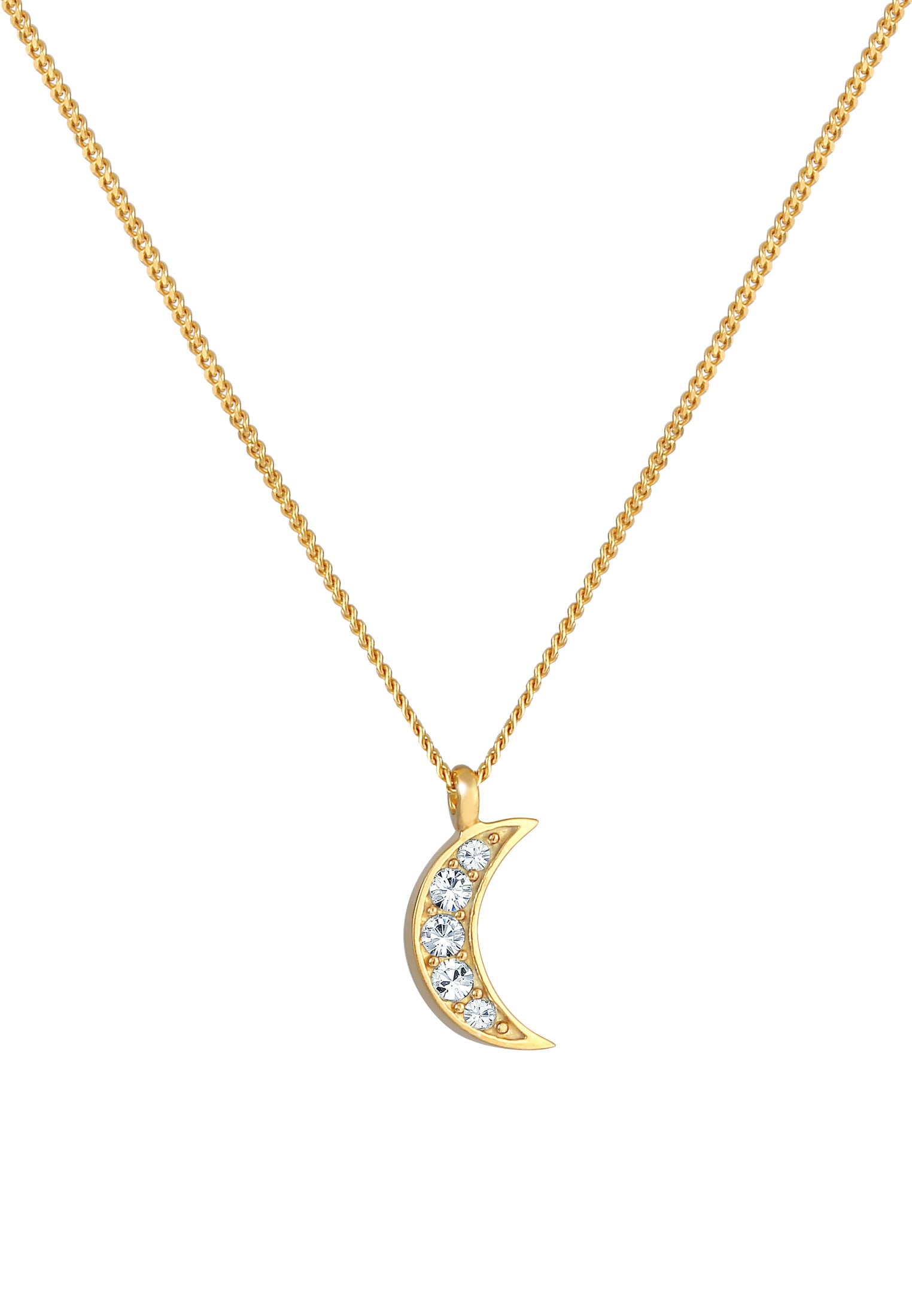 Elli Silberkette »Halskette Halbmond Astro 925 Silber, mit Kristallen von Swarovski®«