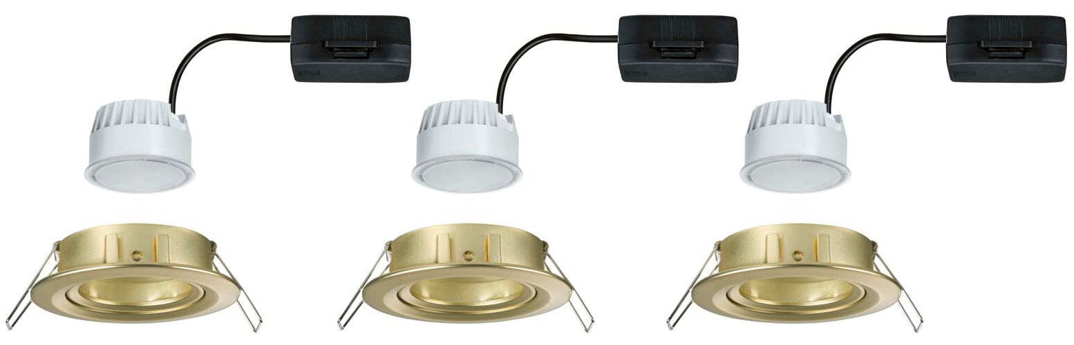 Paulmann LED Einbauleuchte »LED Einbauleuchte Nova Coin rund 84mm 50° Coin Gold matt« LED-Modul 3 Stk. Warmweiß