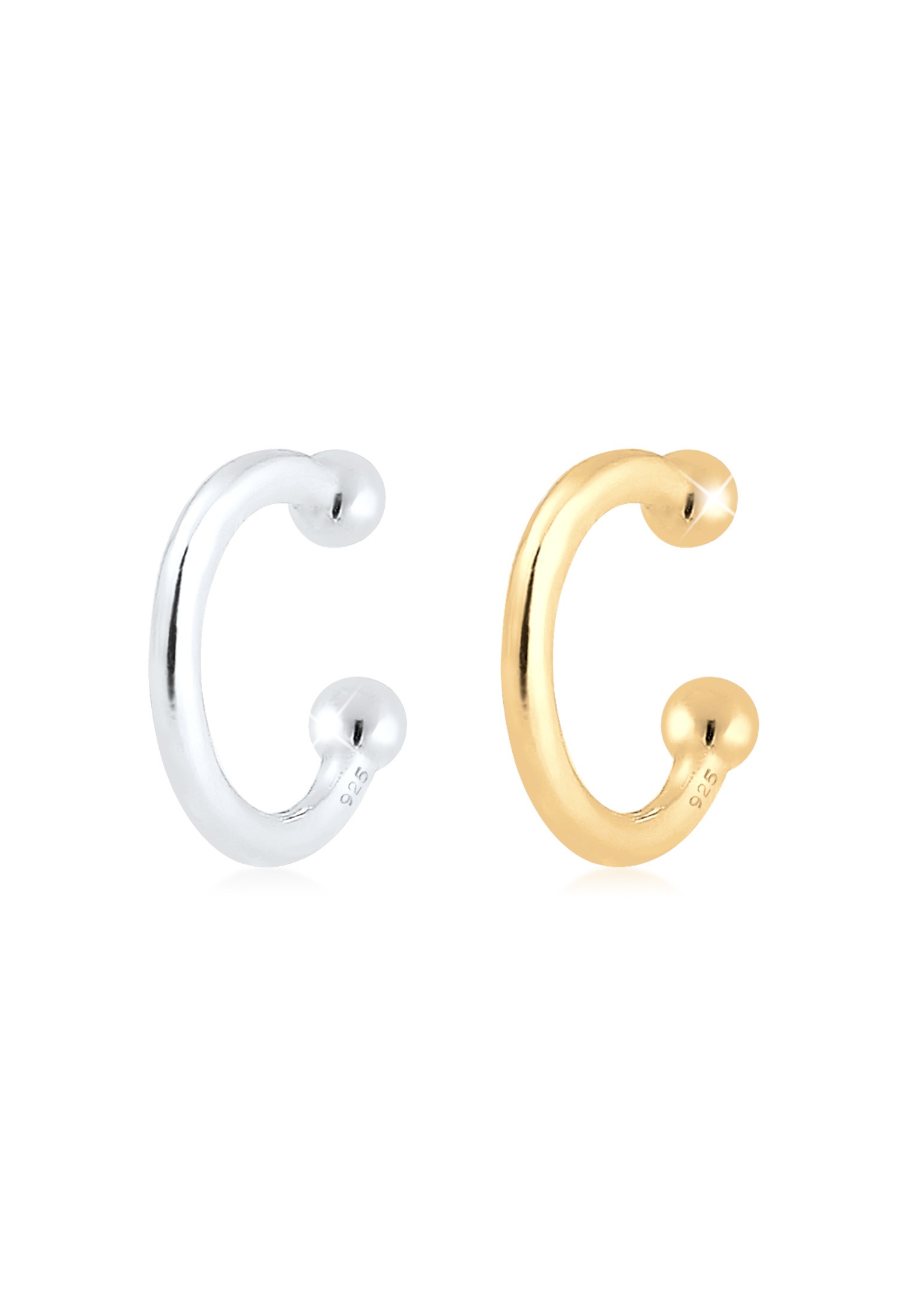 Elli Paar Ohrhaken »Earcuff Set Bi-Color Kugel Geo Minimal 925 Silber«