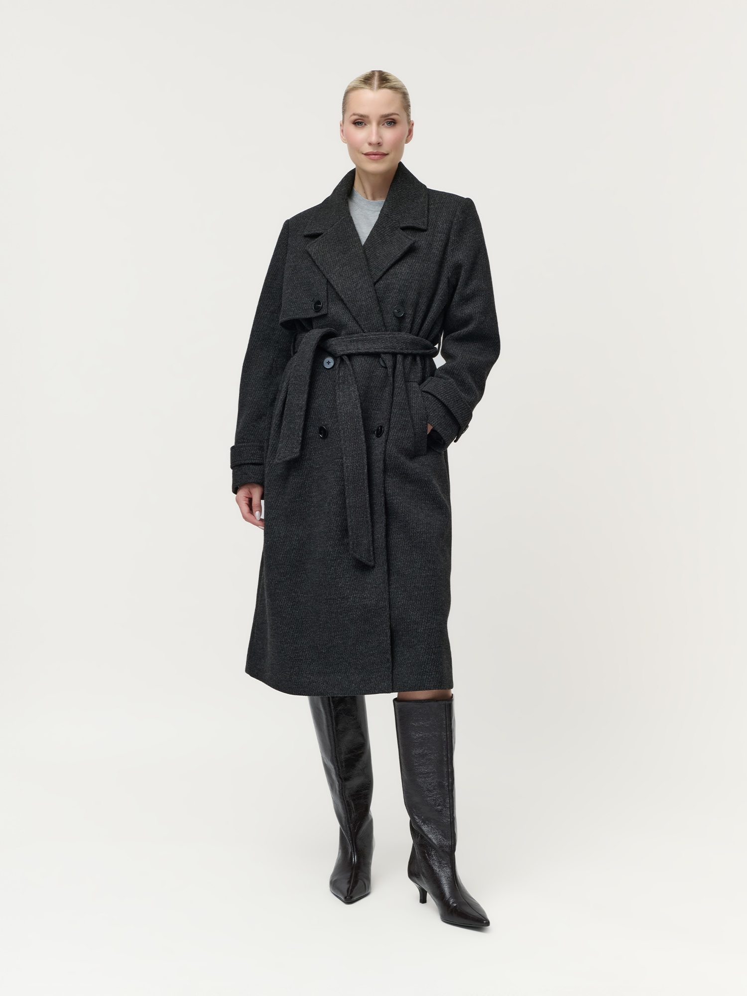 LeGer Wintermantel »Cora, LeGer by Lena Gercke« mit Taillengürtel, normale Passform, Melange-Qualität