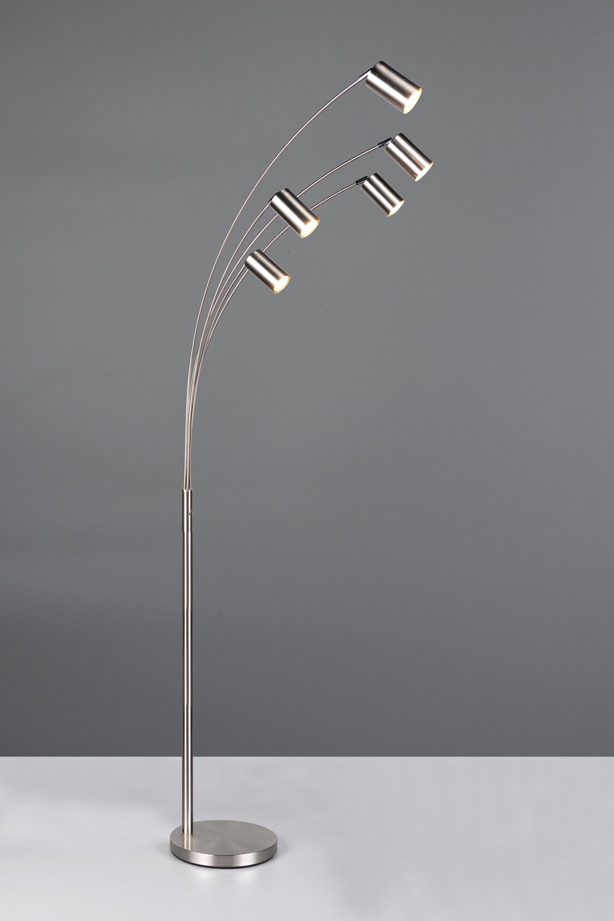 TRIO Leuchten Stehlampe »MARLEY, 5-flammige Bogenleuchte, exkl 5x GU10 max 10W, Kippschalter« GU10 1 Stk. warmweiß - kaltweiß Höhe 200 cm, Leuchtenarme flexibel verstellbar Leseleuchte Stehleuchte