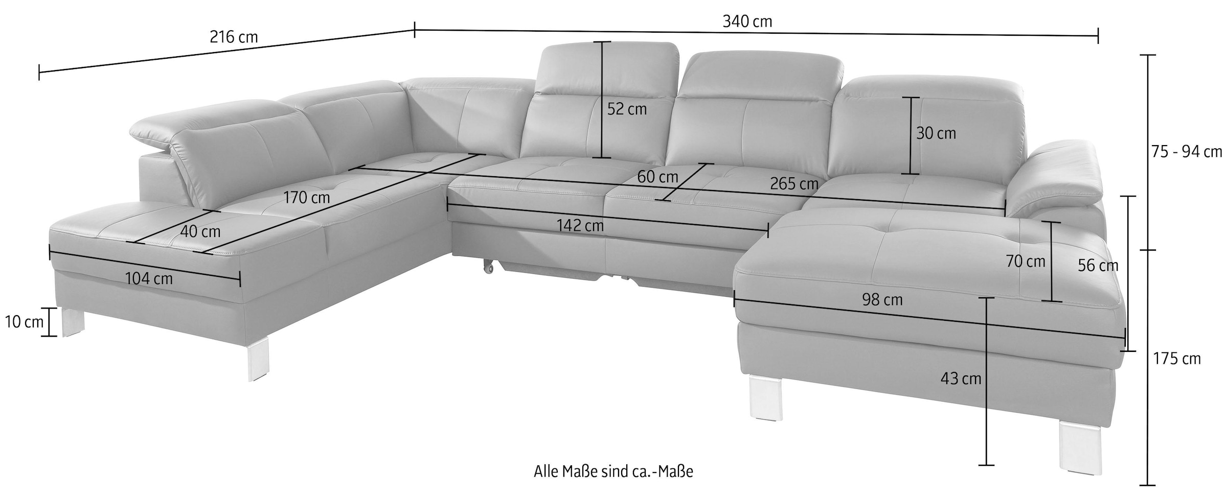 exxpo - sofa fashion Wohnlandschaft kaufen online Kopf- Bettfunktion »Mantua wahlweise mit 2«, Rückenverstellung, inkl. bzw