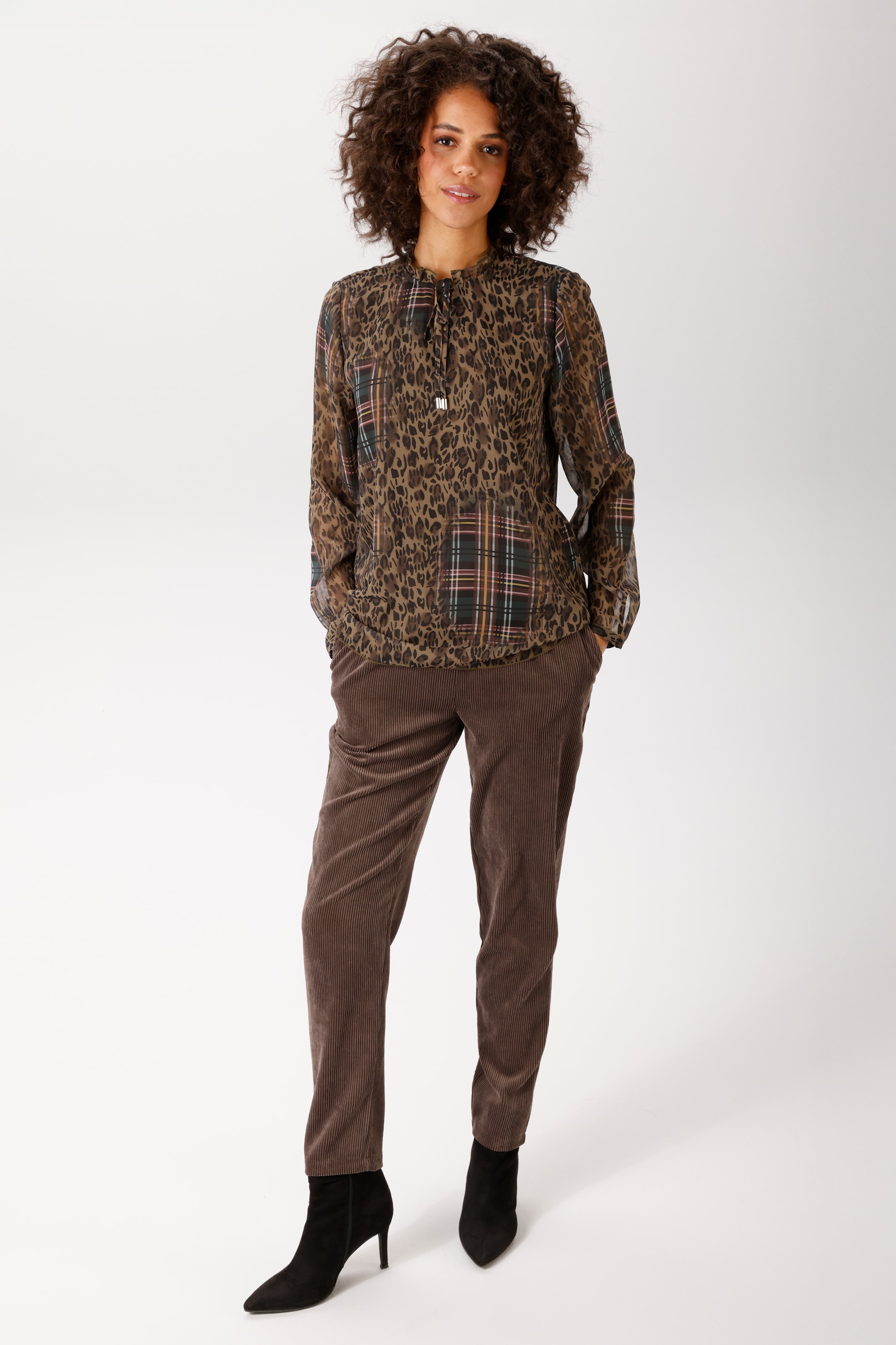 Aniston CASUAL Schlupfbluse im Leodruck mit farbenfrohen Karos - NEUE KOLLEKTION