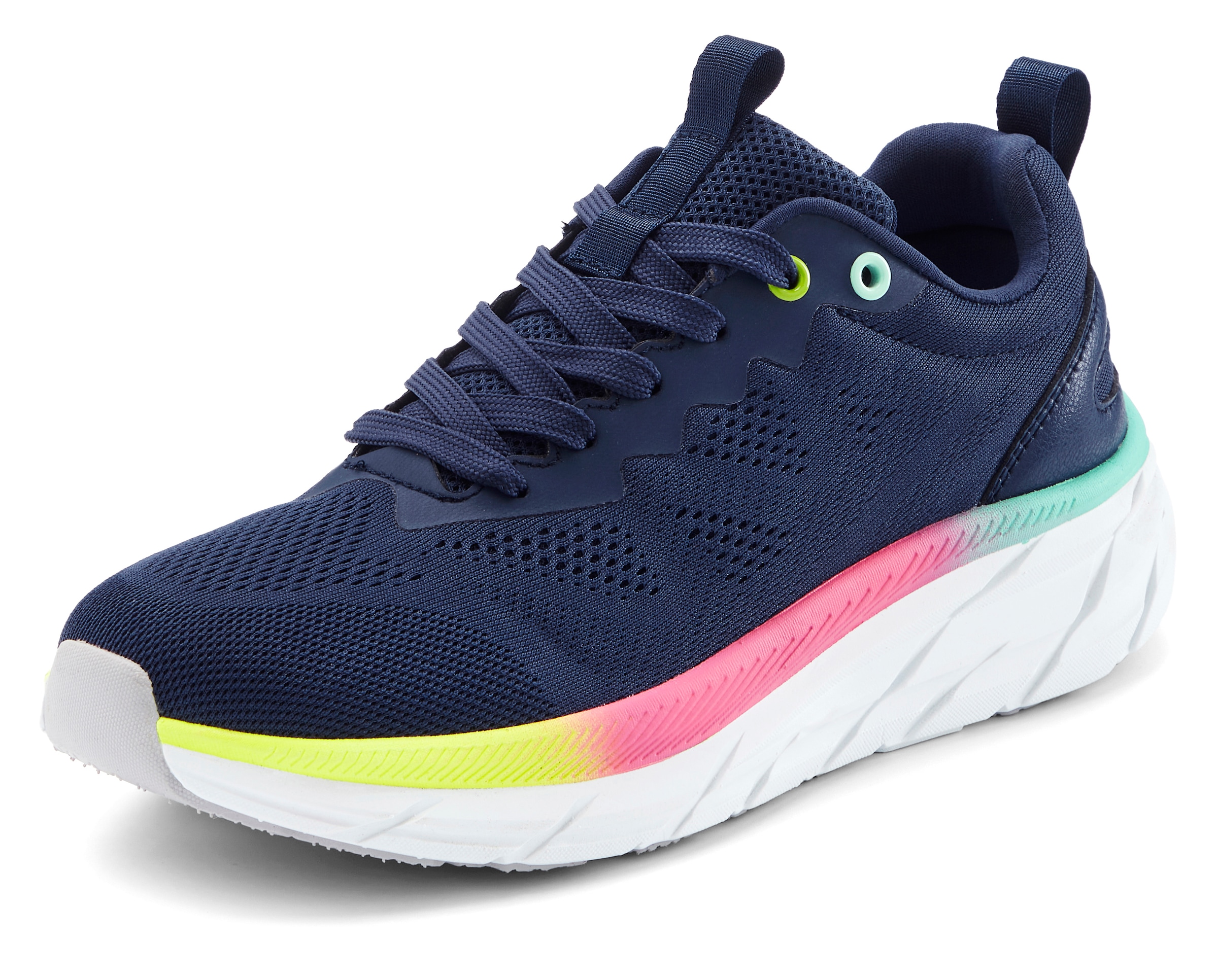 LASCANA Sneaker »Halbschuh, Turnschuh, Freizeitschuh,«  mit modischen Farbdetails, Chunky Sohle & Mesh-Optik VEGAN