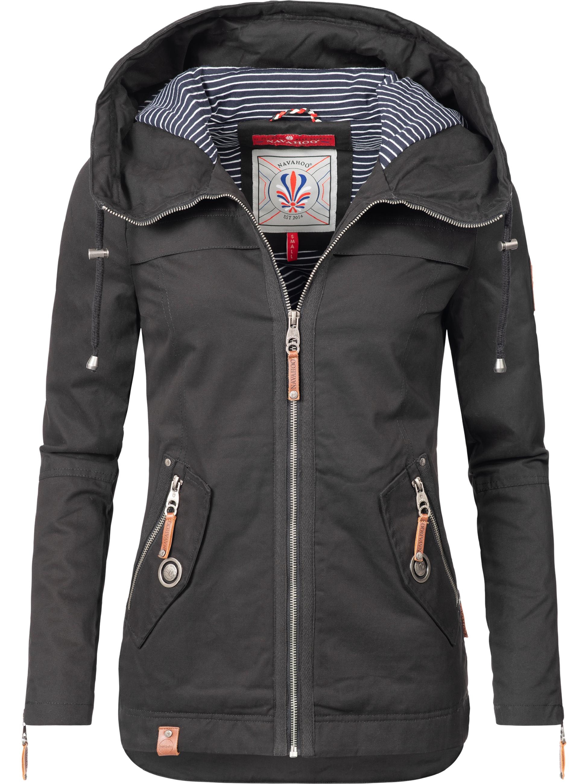 Navahoo Outdoorjacke »Übergangsjacke Wekoo«, mit Kapuze, moderner Damen Übergangsparka aus Baumwolle mit Kapuze