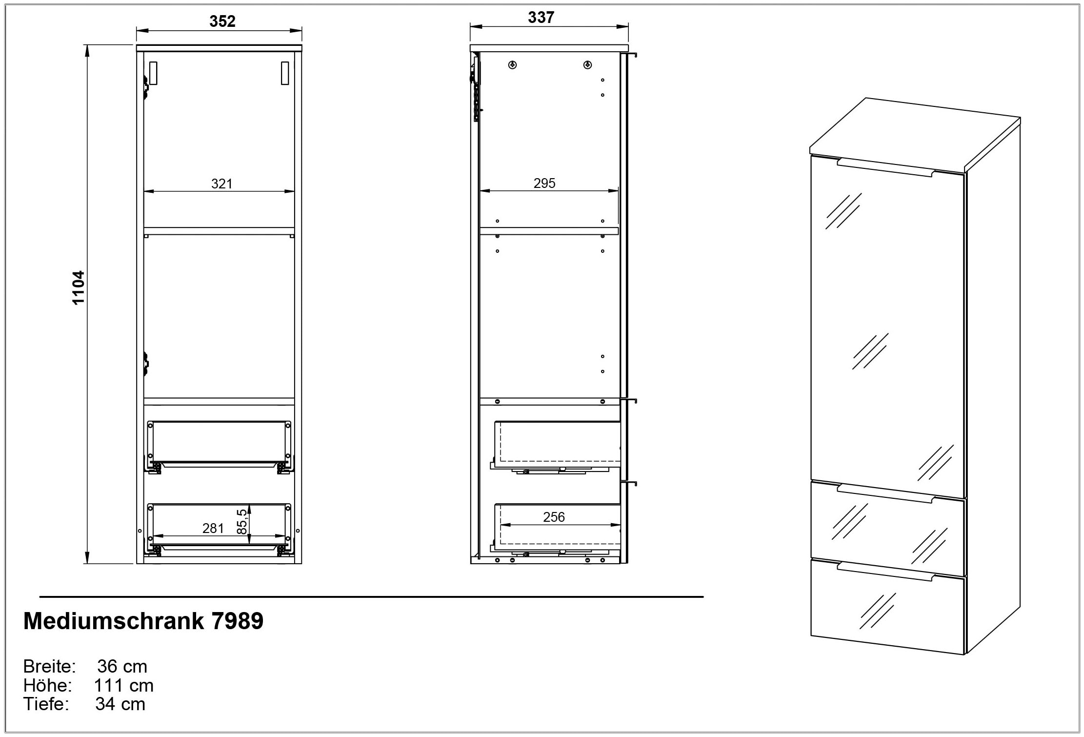 GERMANIA Badmöbel-Set »Oakland«, (3 St.), inkl. WT-Unterschrank, Spiegelschrank und Mediumschrank