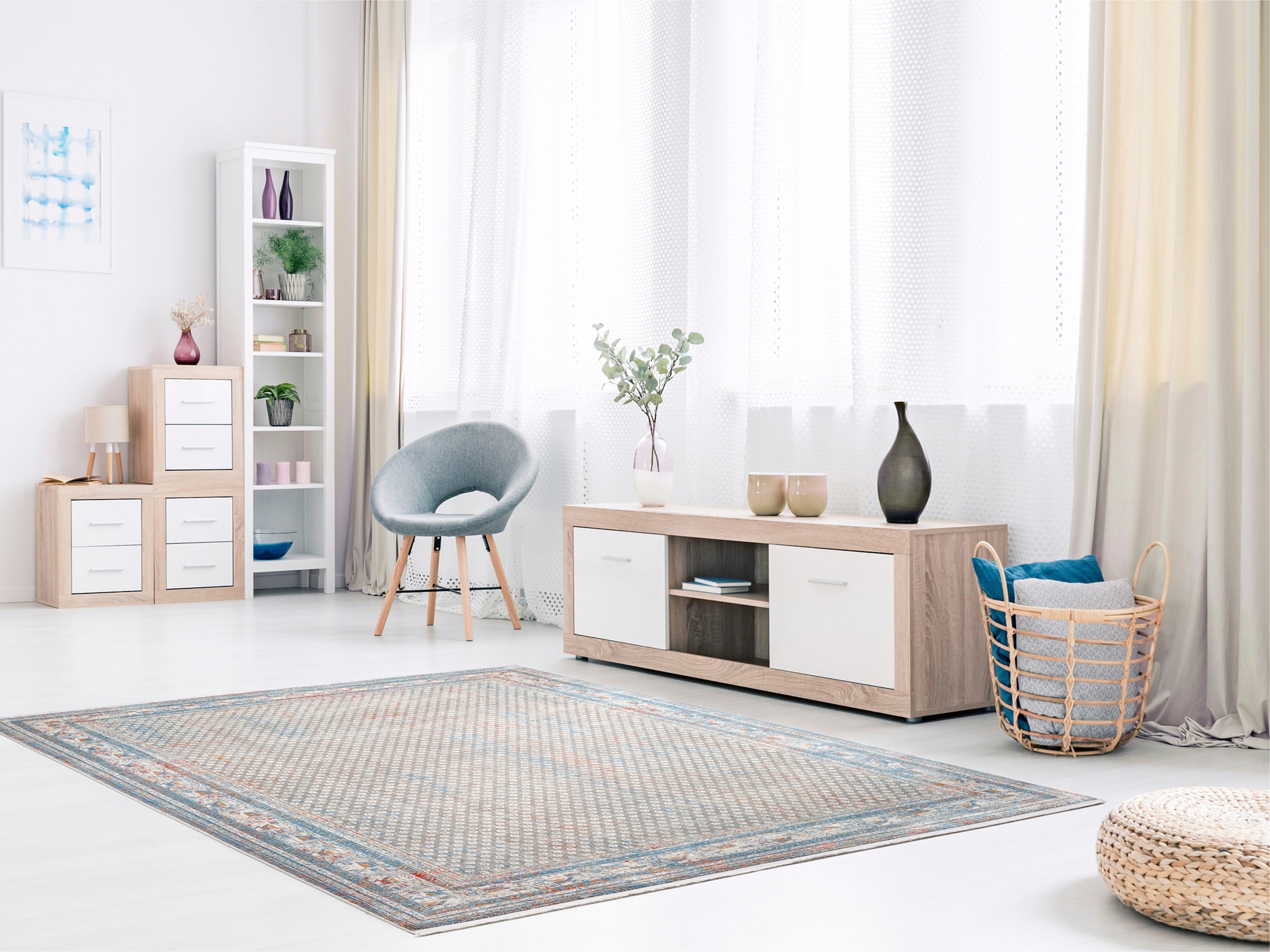 OCI DIE TEPPICHMARKE Teppich »BESTSELLER MIRI« rechteckig 8 mm Höhe Vintage Optik mit feinem Glanz und feinen Fransen, Wohnzimmer