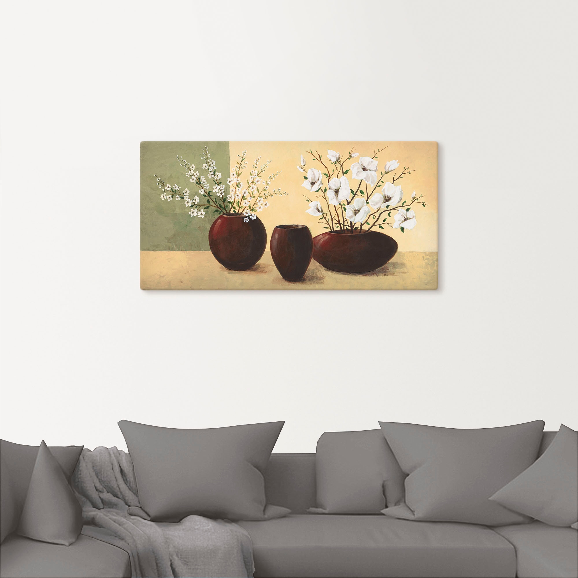 Artland Leinwandbild »Magnolien« Vasen & Töpfe 1 Stk. tlg. auf Holzrahmen gespannt