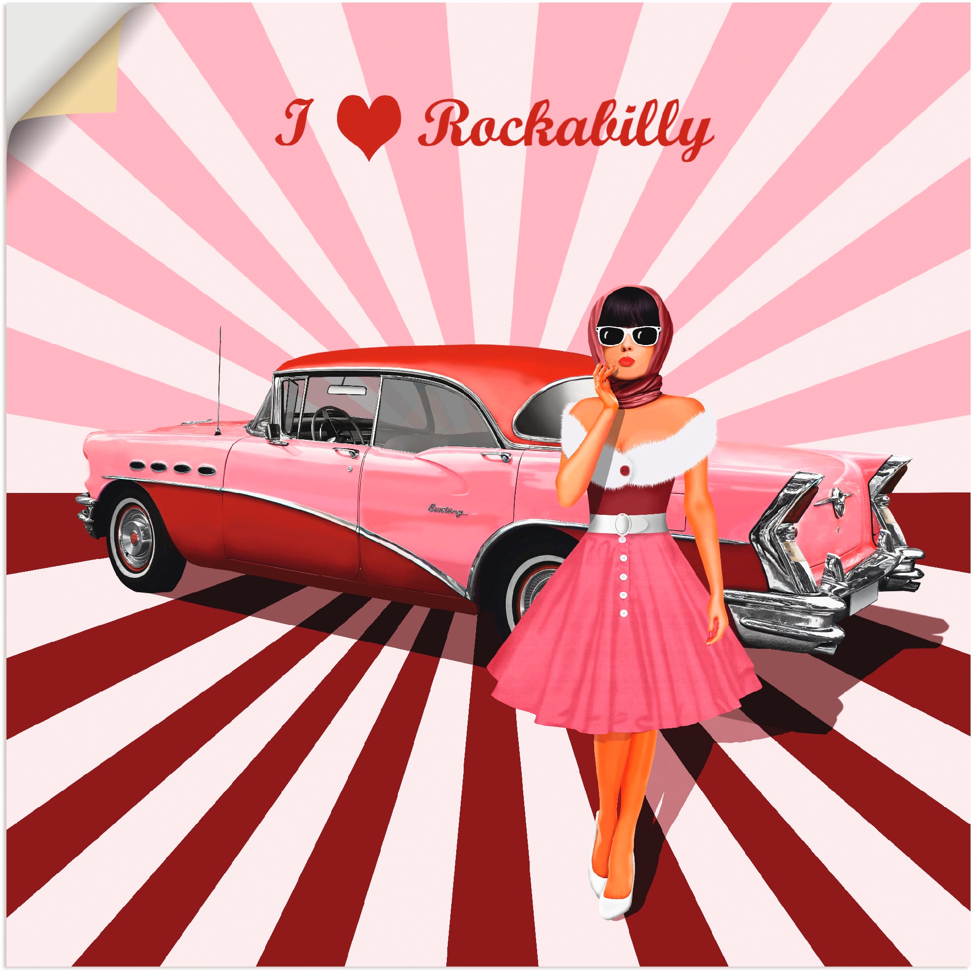 Artland Wandbild »Ich liebe Rockabilly«, Ausstellungsplakate, (1 St.), als Alubild, Outdoorbild, Leinwandbild, Poster, Wandaufkleber