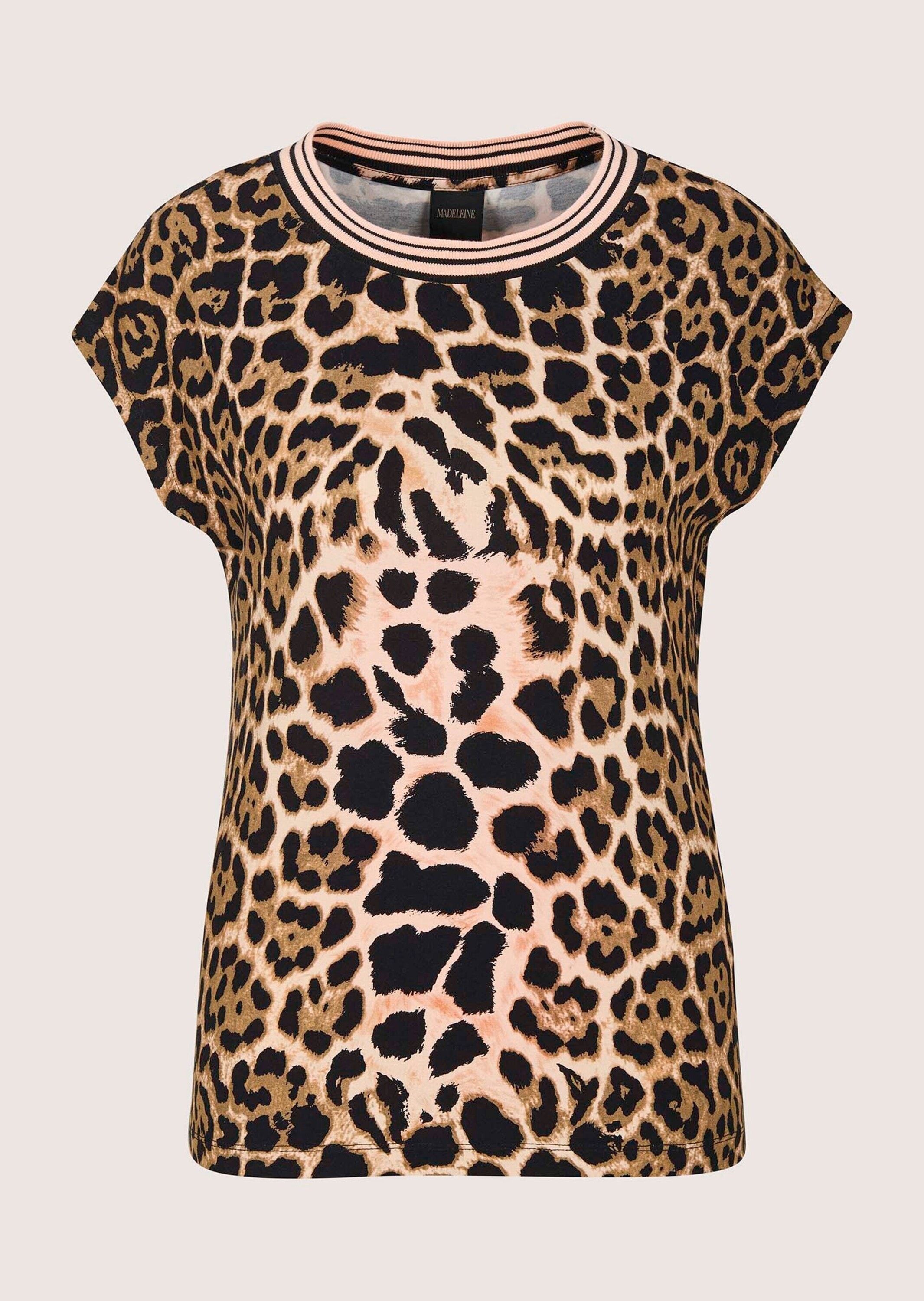MADELEINE Kurzarmshirt »Shirt Kurzarm Shirt mit Leo-Print« Geringelte Blende