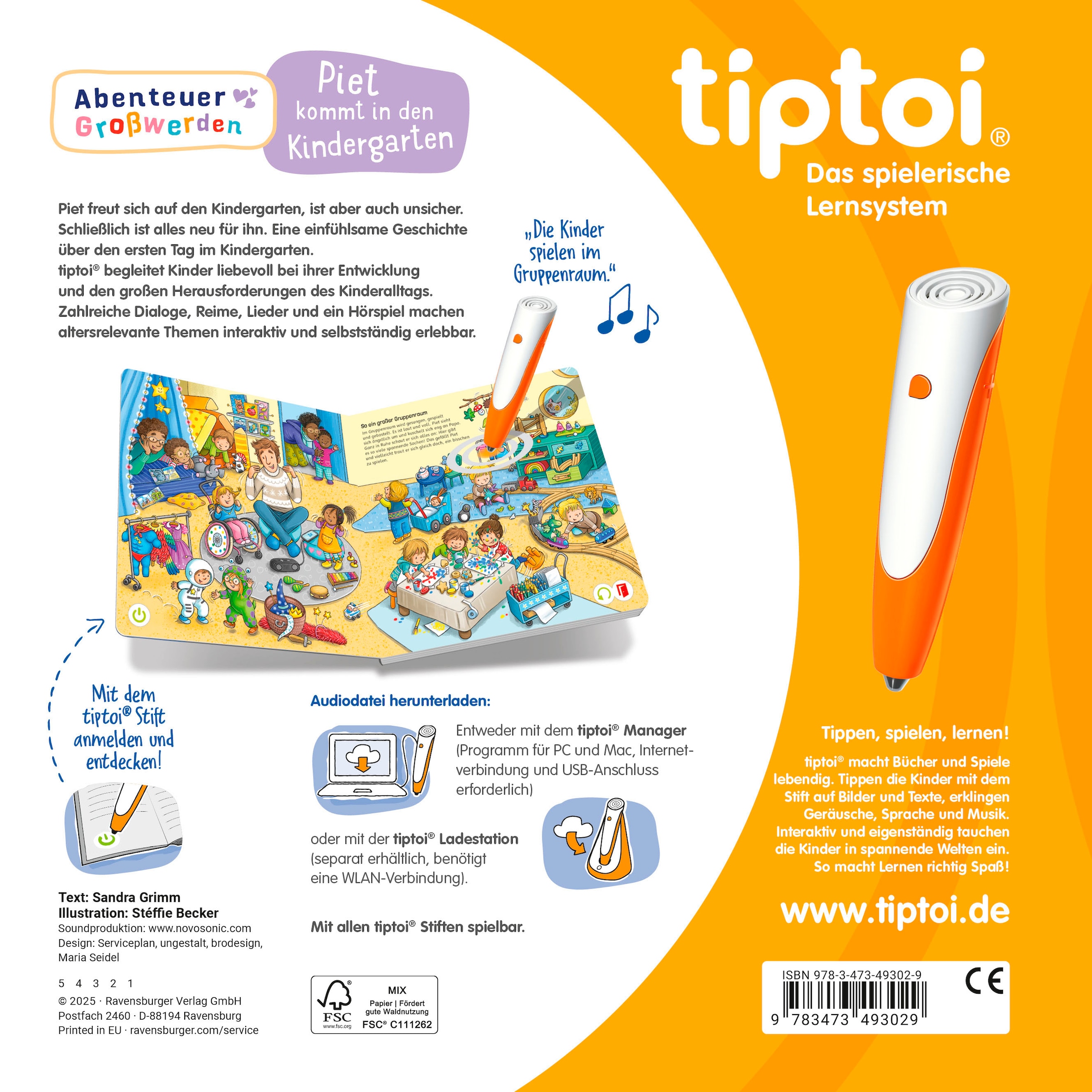 Ravensburger Buch »tiptoi® Abenteuer Großwerden - Piet kommt in den Kindergarten«, Made in Europe