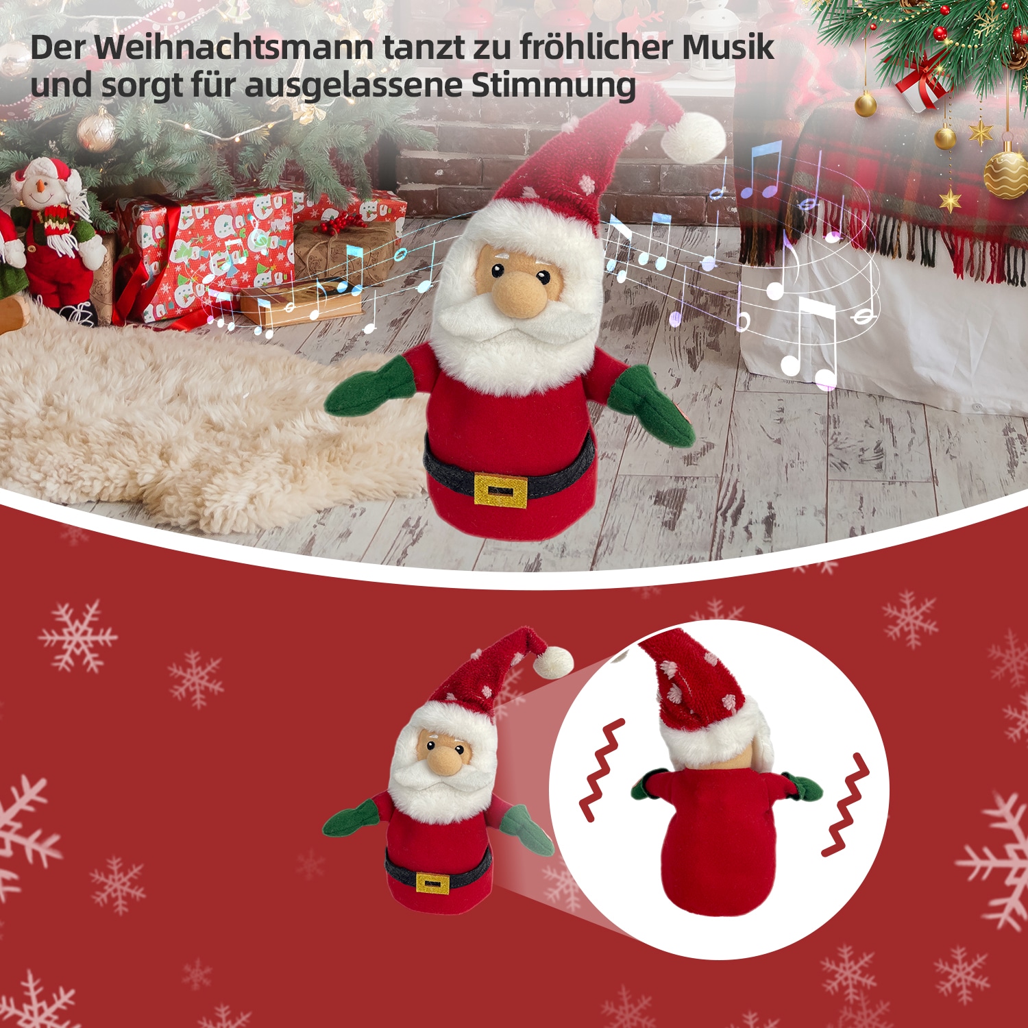 SHX Weihnachtsmann »Singender und tanzender Weihnachtsmann«, Bewegung, lebhafte Musik