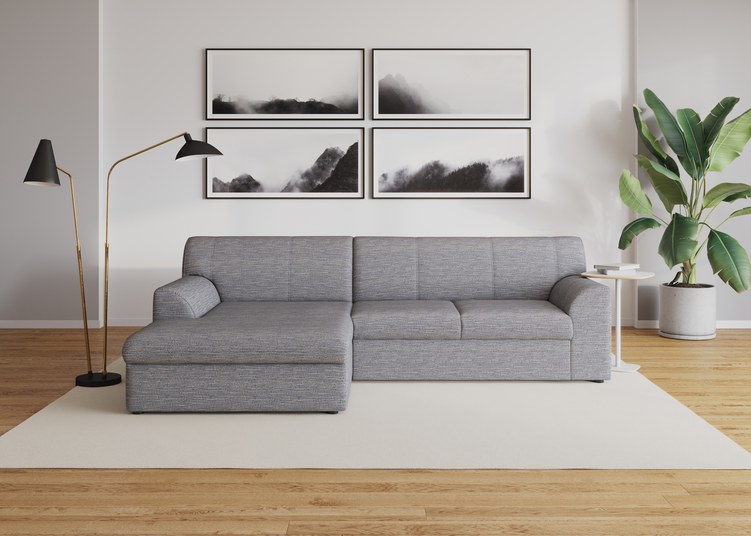 DOMO collection Ecksofa »Topper, elegant und zeitlos, kompaktes Stellmaß 245/155cm, L-Form«, mit Recamiere, wahlweise mit Schlaffunktion