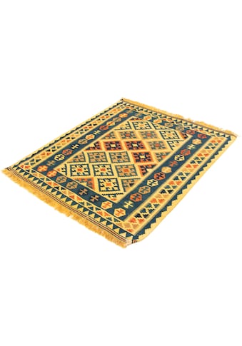 Wollteppich »Kelim - Oriental quadratisch - 102 x 95 cm - gelb«, quadratisch