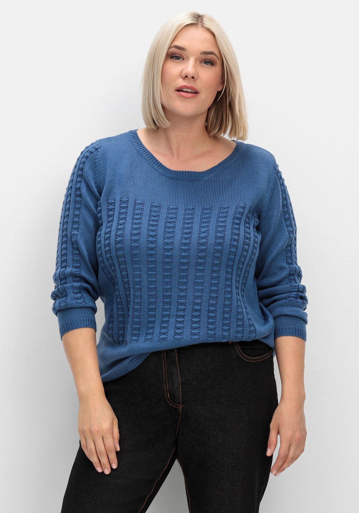 Rundhalspullover »Pullover mit 3D-Strickmuster«, mit 3D-Strickmuster