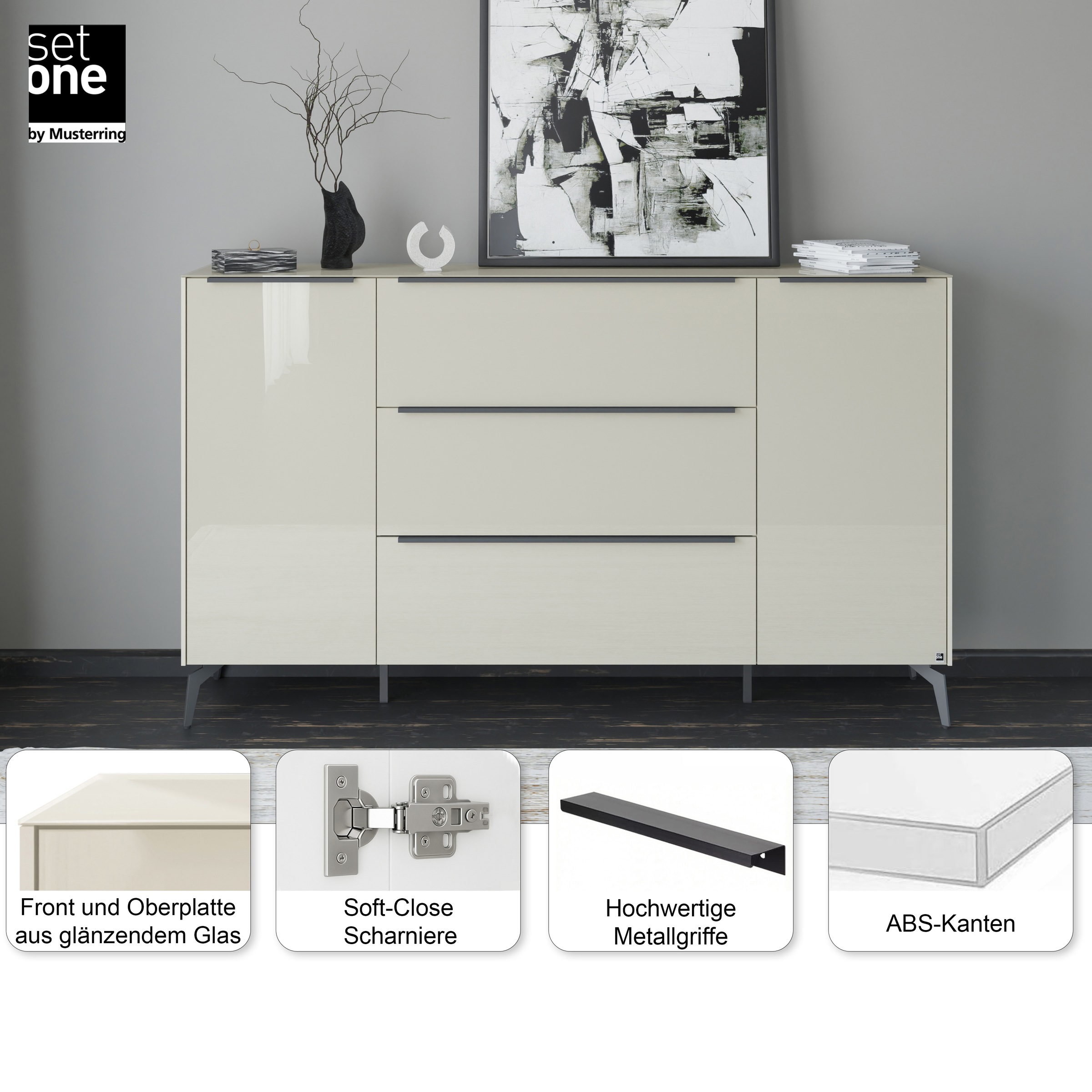 set one by Musterring Sideboard »Reno« 1 Stk. tlg. Mit Winkelfuß in diversen Farben, 109 cm Höhe & Farbauswahl