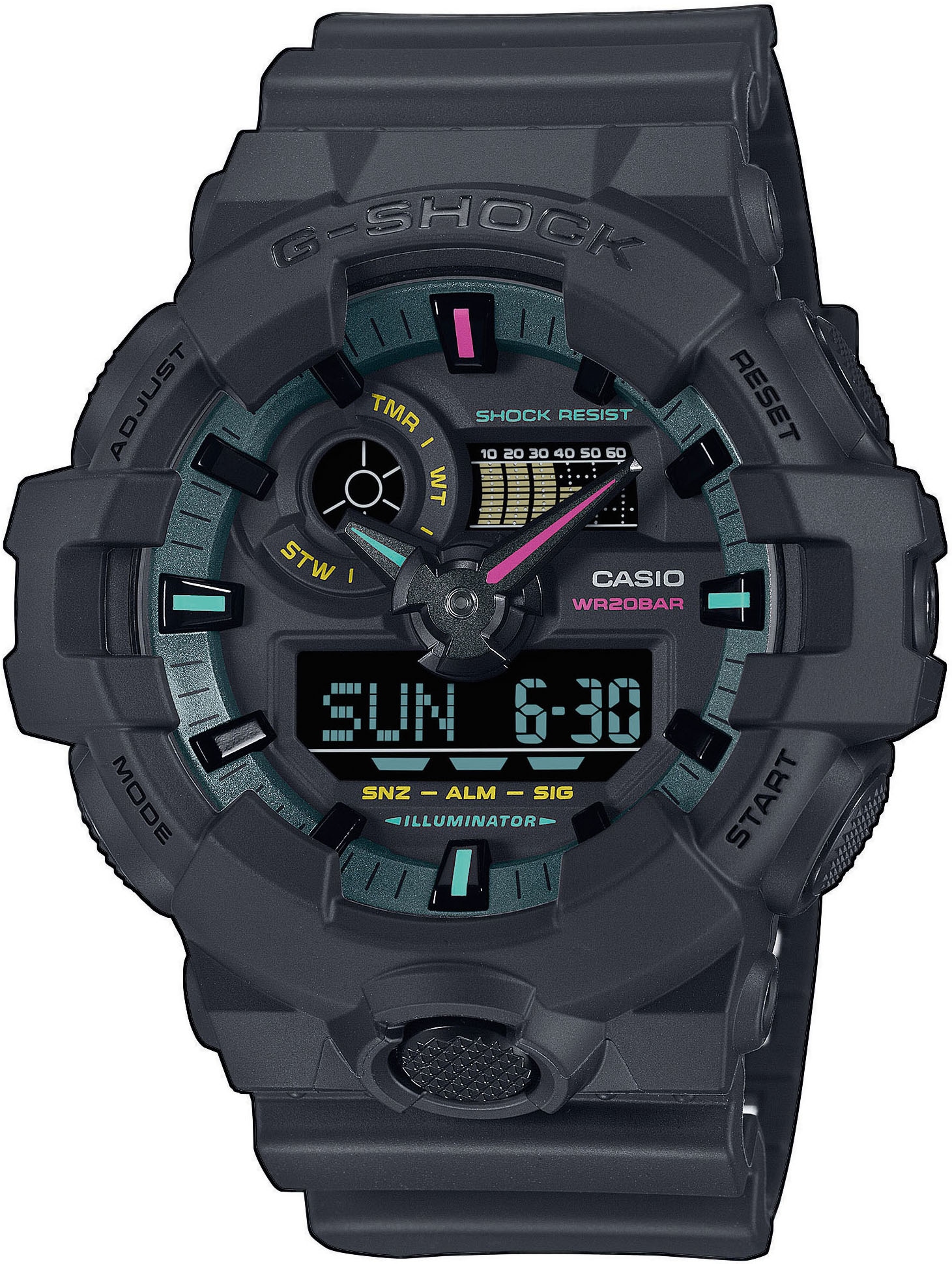 CASIO G-SHOCK Chronograph, Quarzuhr,Armbanduhr, Herrenuhr,digital,bis 20bar wasserd. Resinarmband