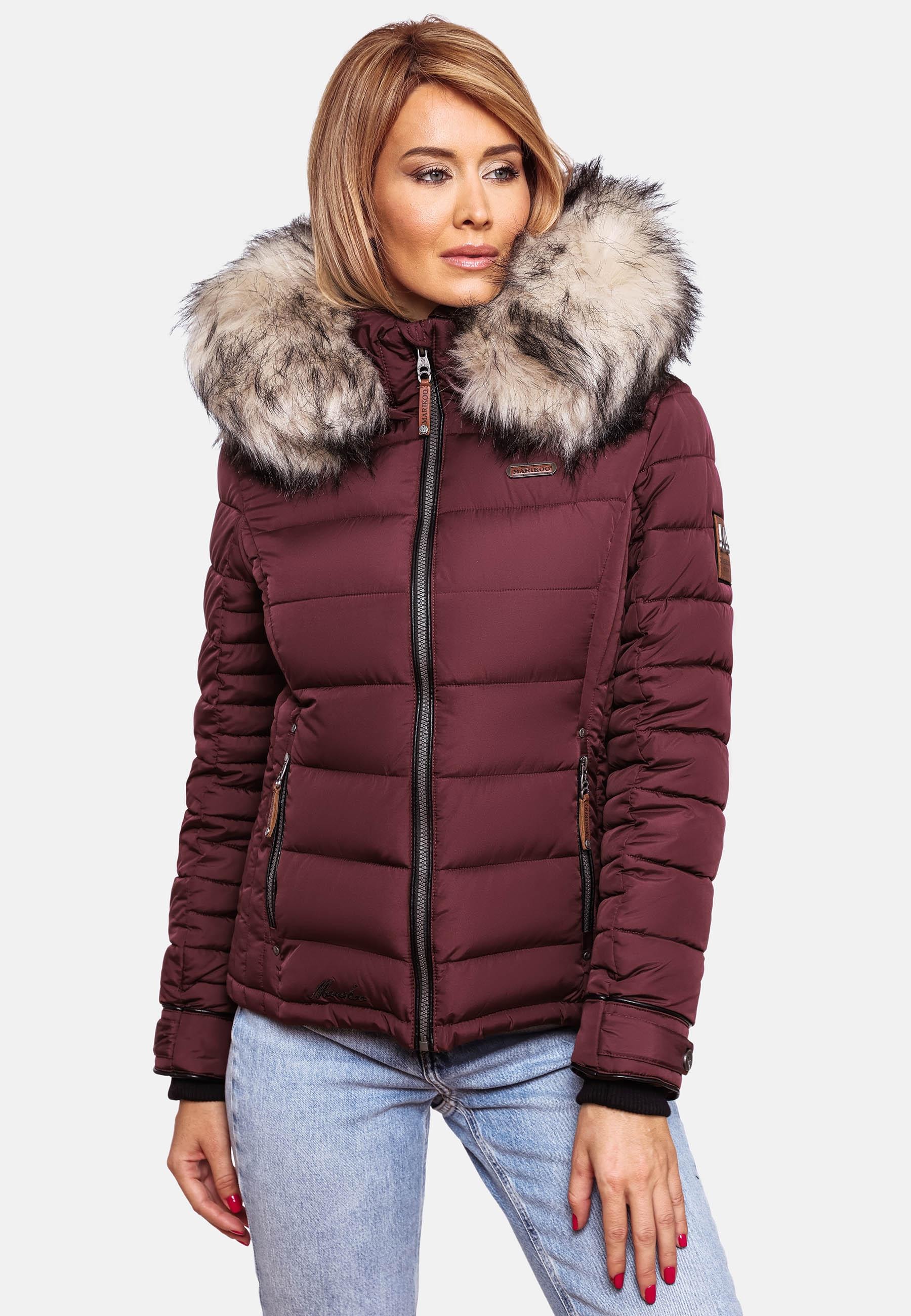 Marikoo Winterjacke »Winterjacke Lerikaa«, mit Kapuze, Winter Steppjacke mit abnehmbarem Kunstfell