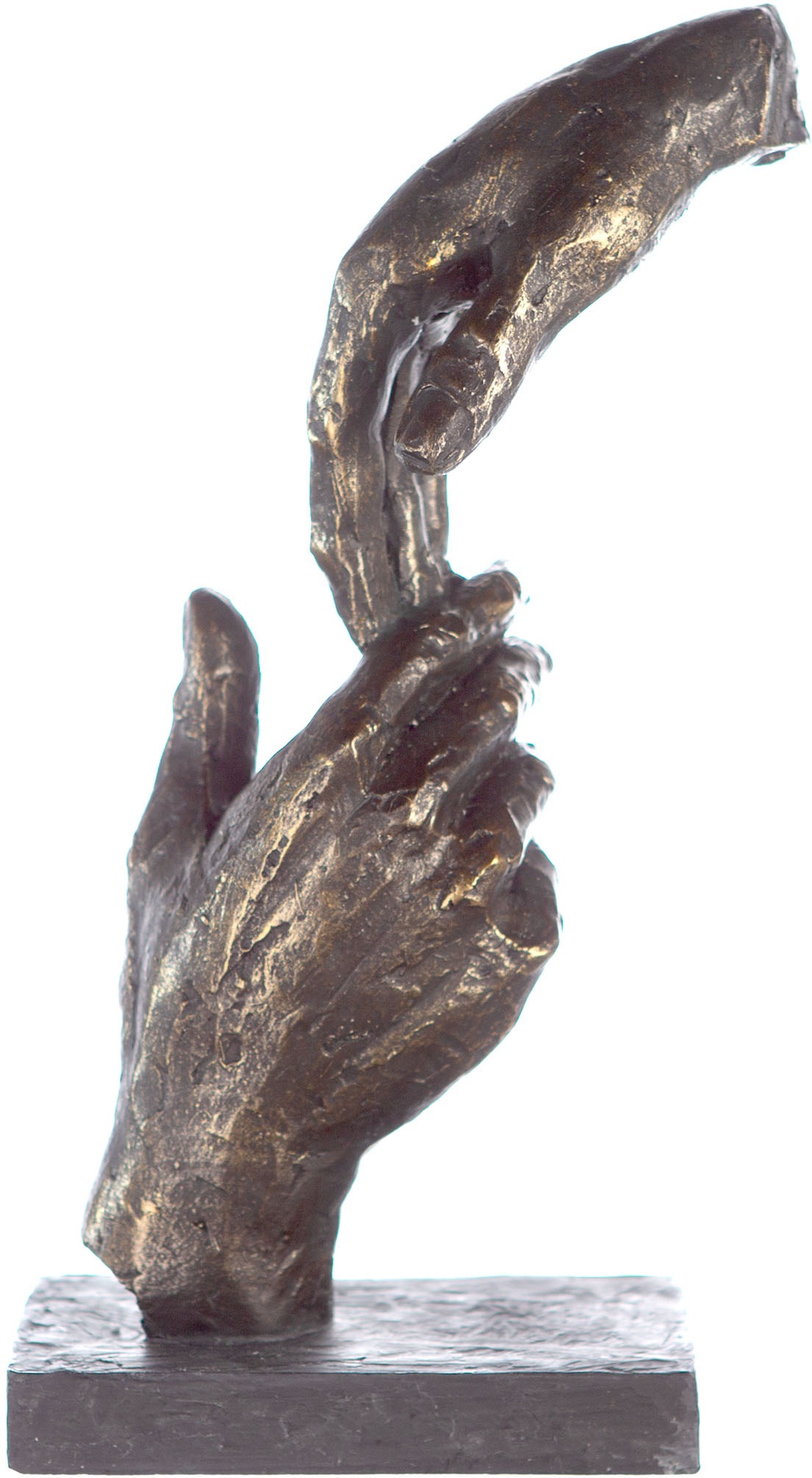 Casablanca by Gilde Dekofigur »Skulptur Two Hands, bronzefarben/grau«, (1 St.), Dekoobjekt, Höhe 29 cm, Hände, mit Spruchanhänger, Wohnzimmer