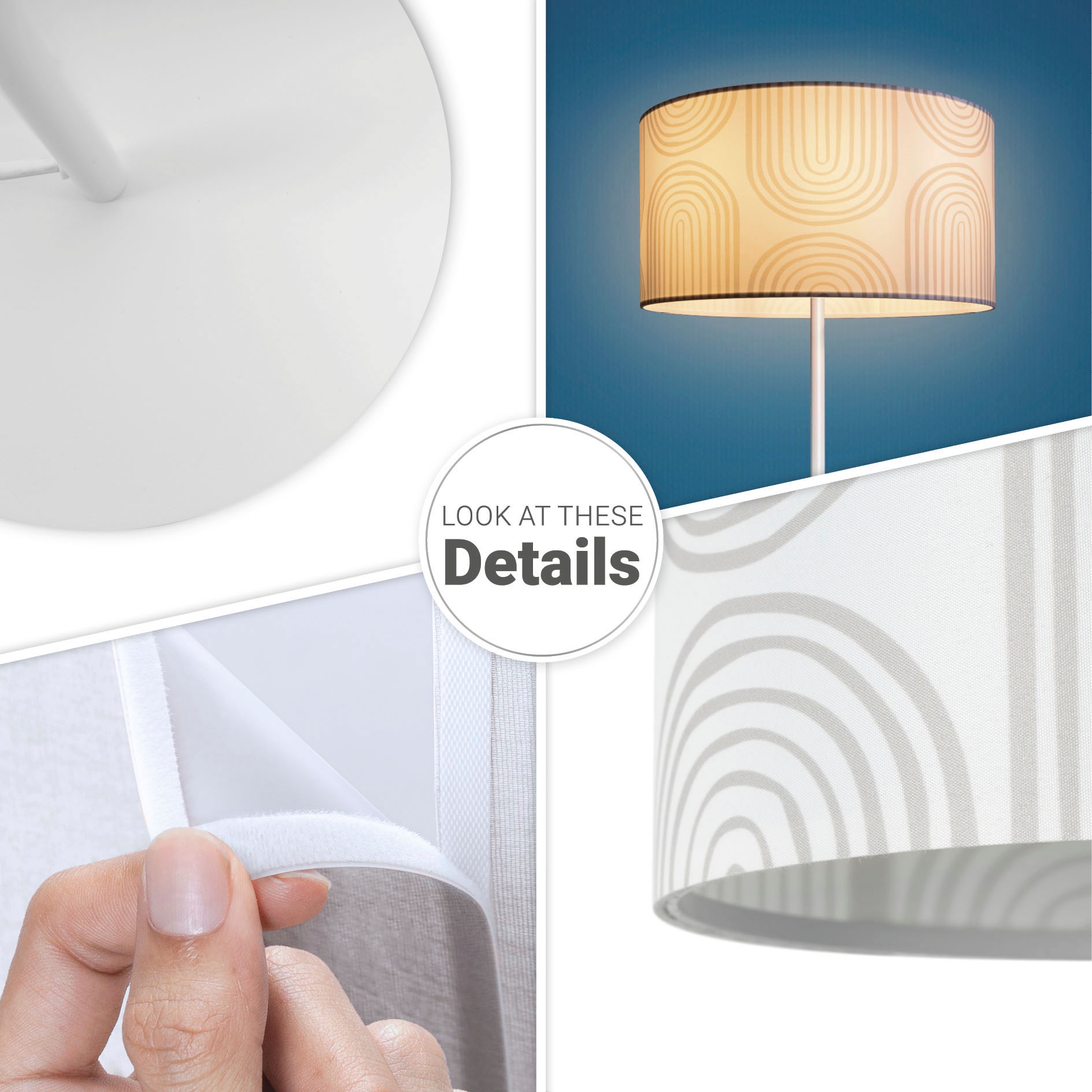 Paco Home Stehlampe »Luca Pillar«, Leuchtmittel E27 | ohne Leuchtmittel, Wohnzimmer Stehlampe Mit Schirm Büro Modern Retro Muster E27