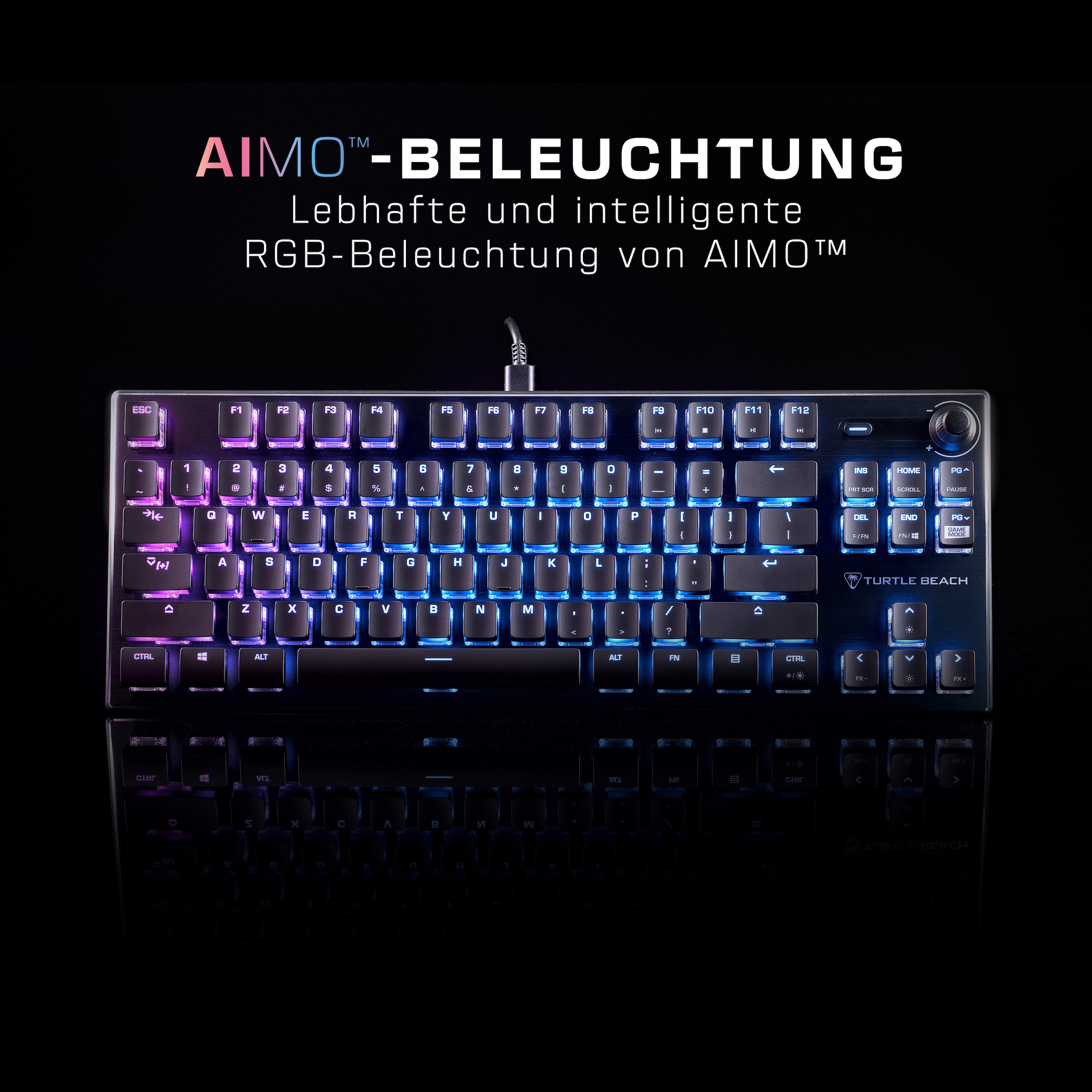 Turtle Beach Gaming-Tastatur »Vulcan TKL AIMO, Linear Roter Switch«, (Lautstärkeregler-Funktionstasten-Profil-Speicher)