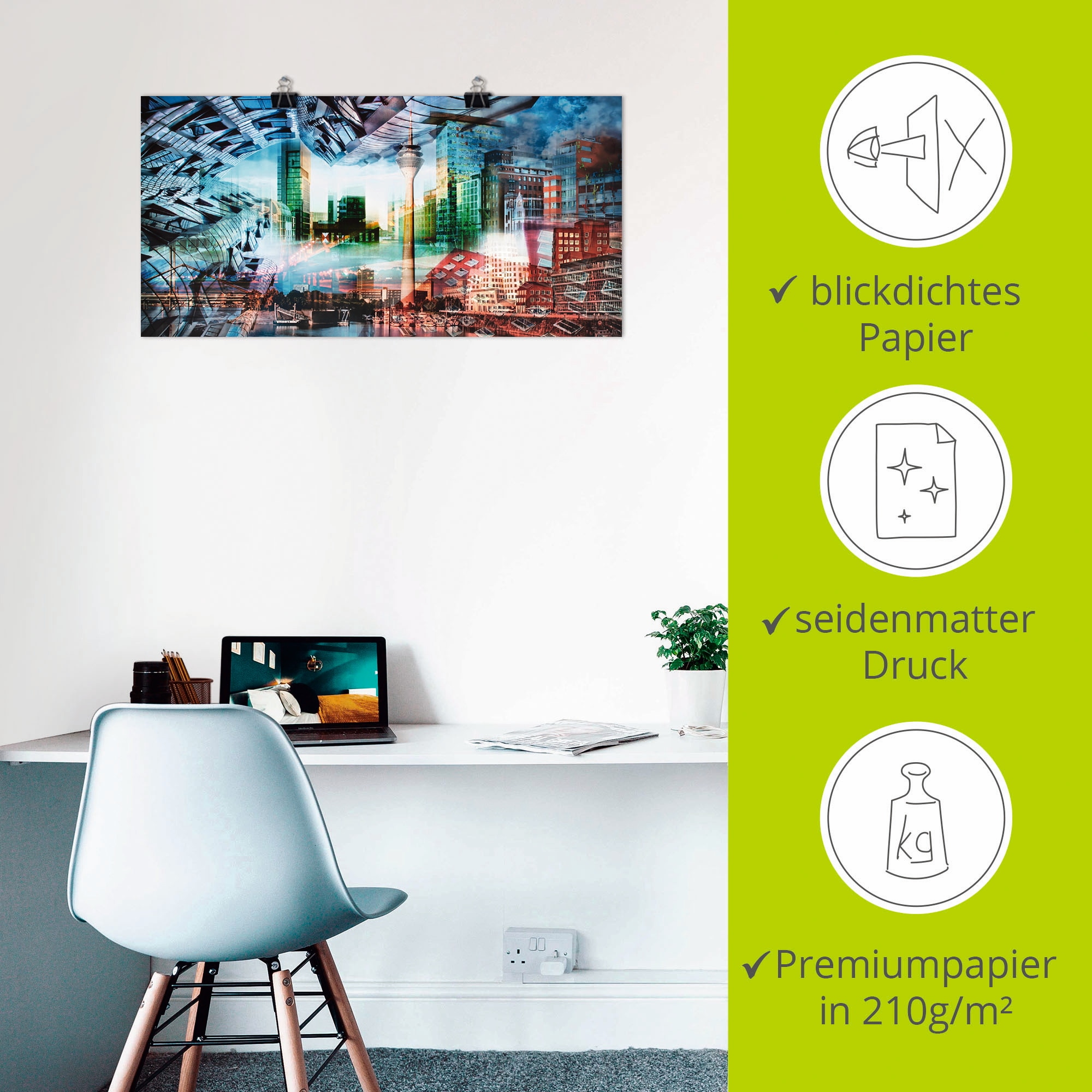 Artland Poster »Düsseldorf Skyline Collage VII« Architektonische Elemente 1 Stk. tlg. ohne Rahmen