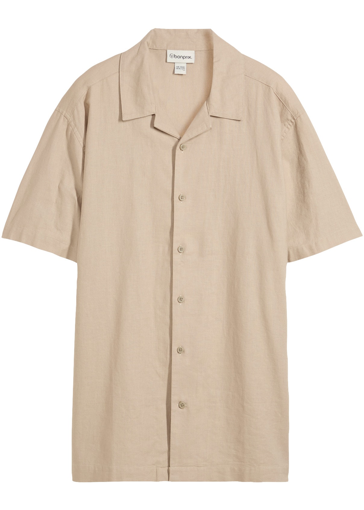 bonprix Kurzarmhemd Lockerer Loose Fit, Reverskragen, aus Leinen-Mix, Kurzarm-Design