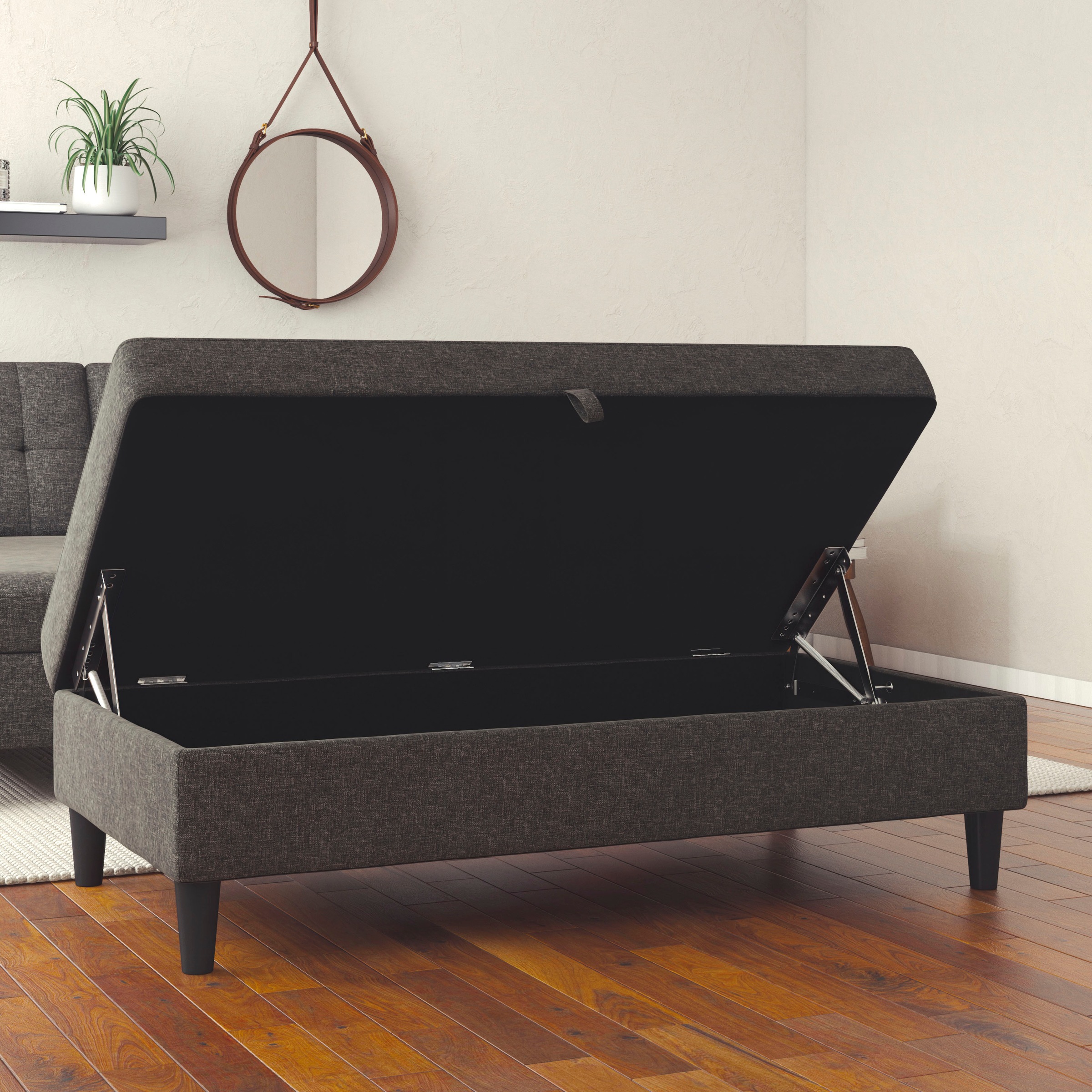 Dorel Home Stauraumhocker »Hartford«, Polsterhocker mit Stauraum, frei im Raum stellbar, Sitzhöhe 43 cm
